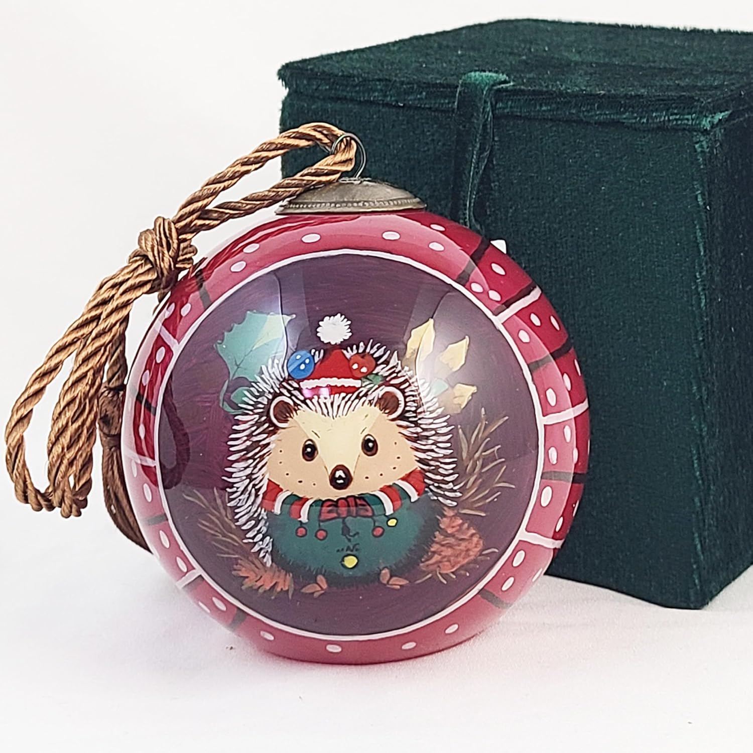 Honeylet Inside Hand Painted Glass Ornament with Gift Box