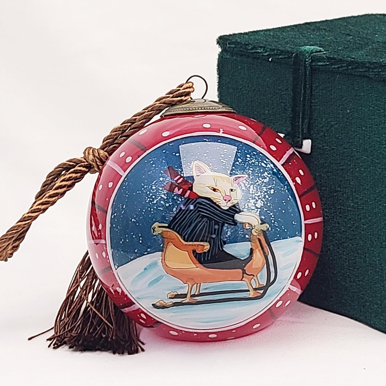 Handmade Inside-Painted Glass Ornament with Premium Gift Box