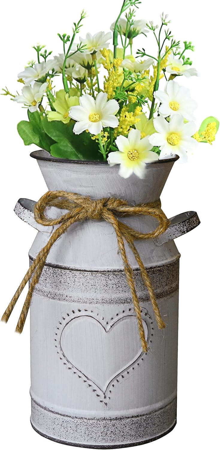 MISIXILE Vintage Galvanized Milk Can Flower Vase