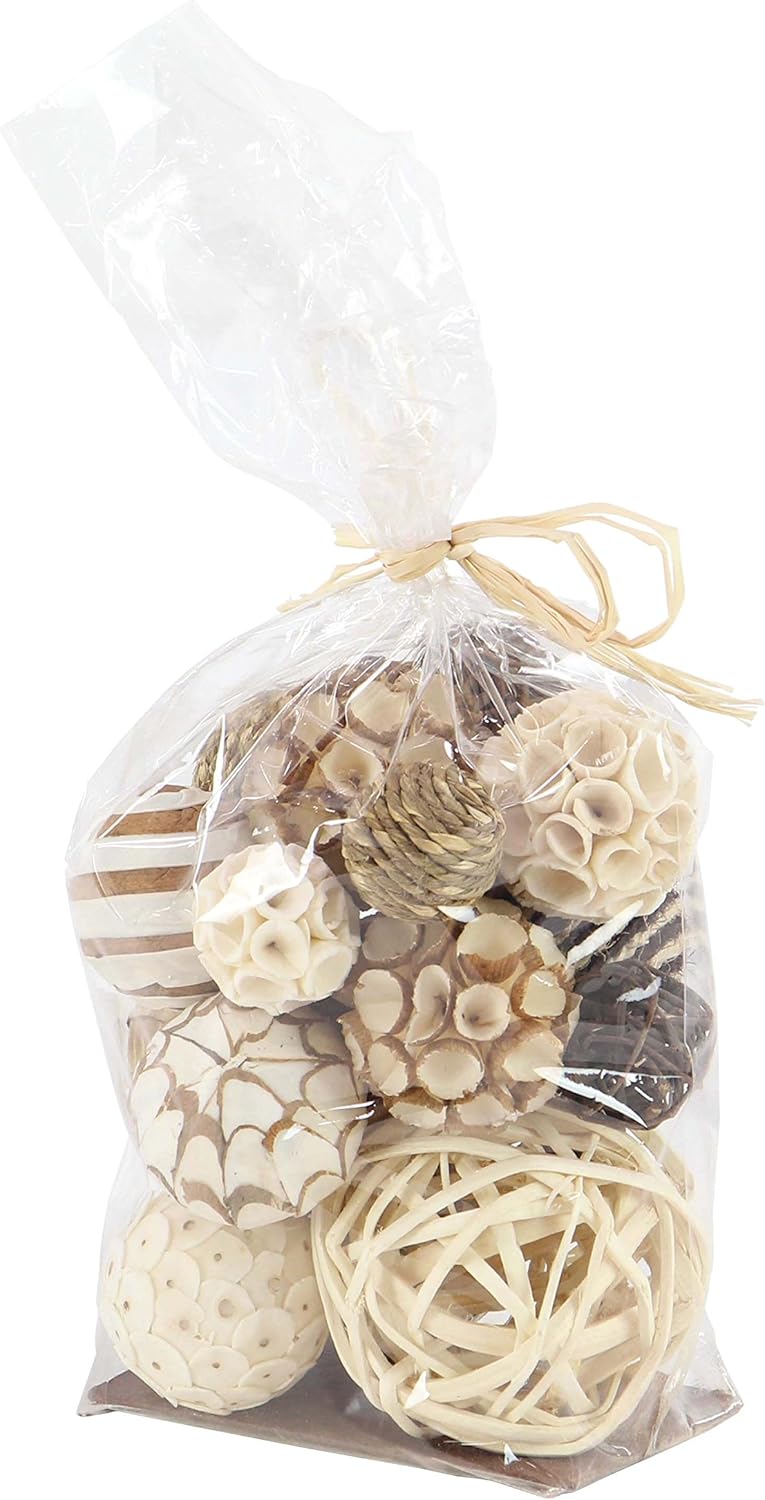 Deco 79 Coastal Dried Plant Orbs Set of 3 6W 11H Gray