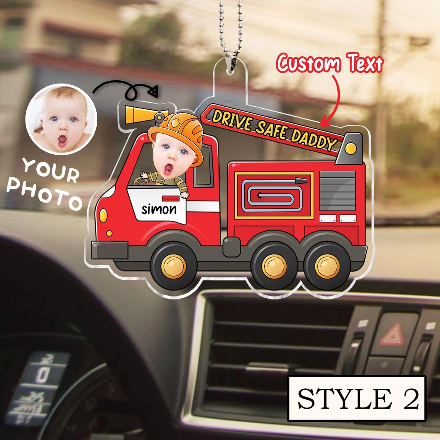 Personalized Photo Car Hanger for Dad Father Happy Fathers Day 2024 Gift