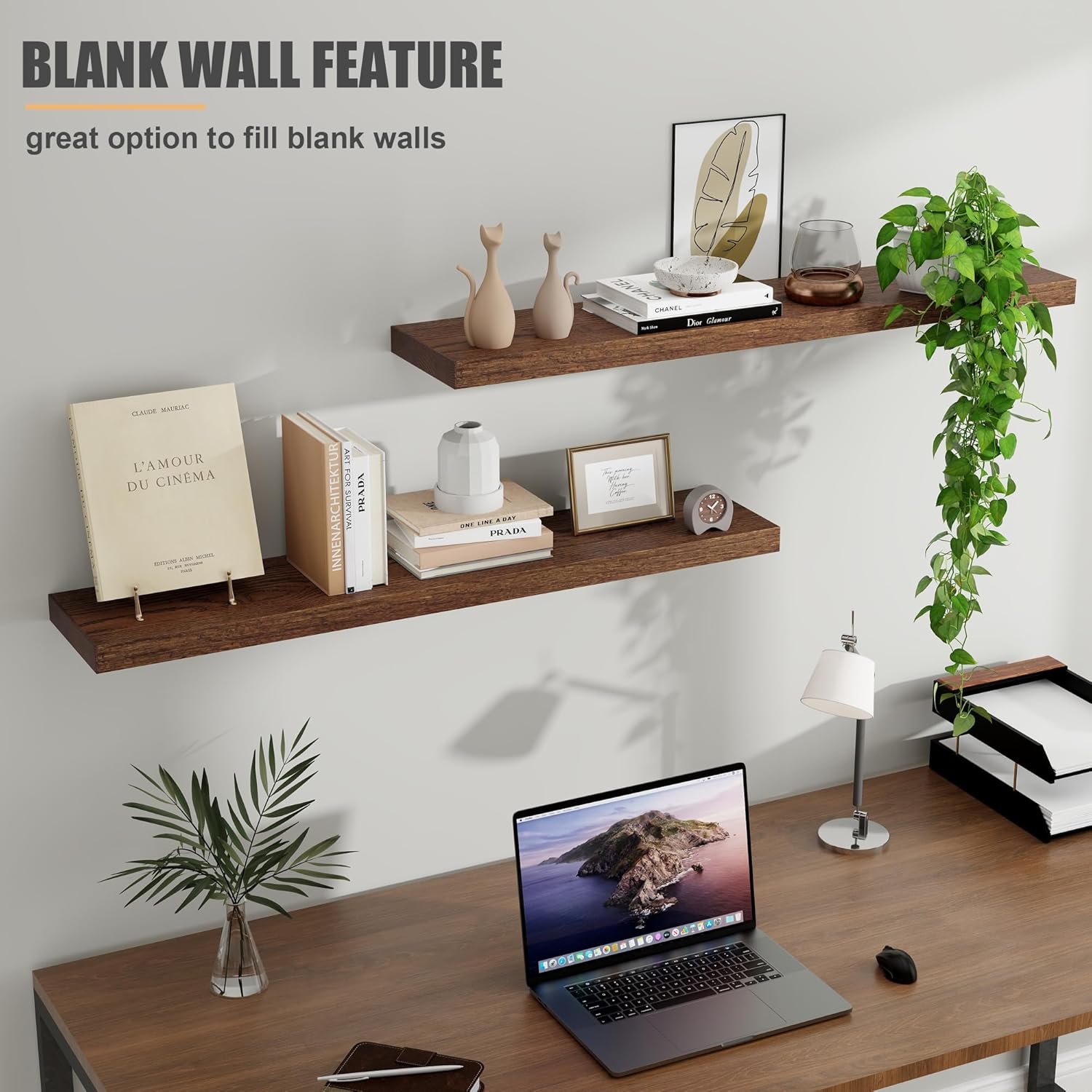 FLYJOE Natural Oak Floating Shelves Set of 2