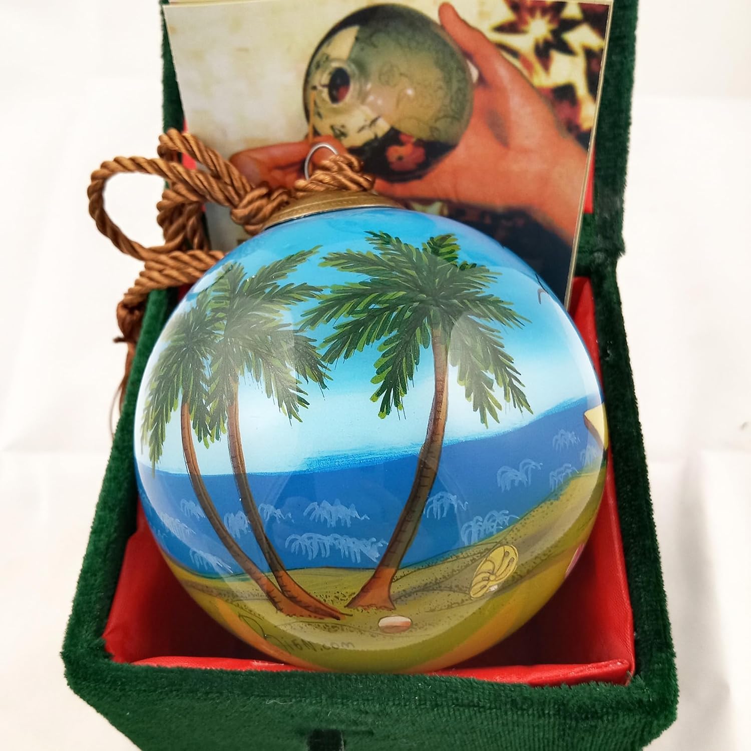 Inside-Painted Glass Ornament - Santa Beach Holiday Decor