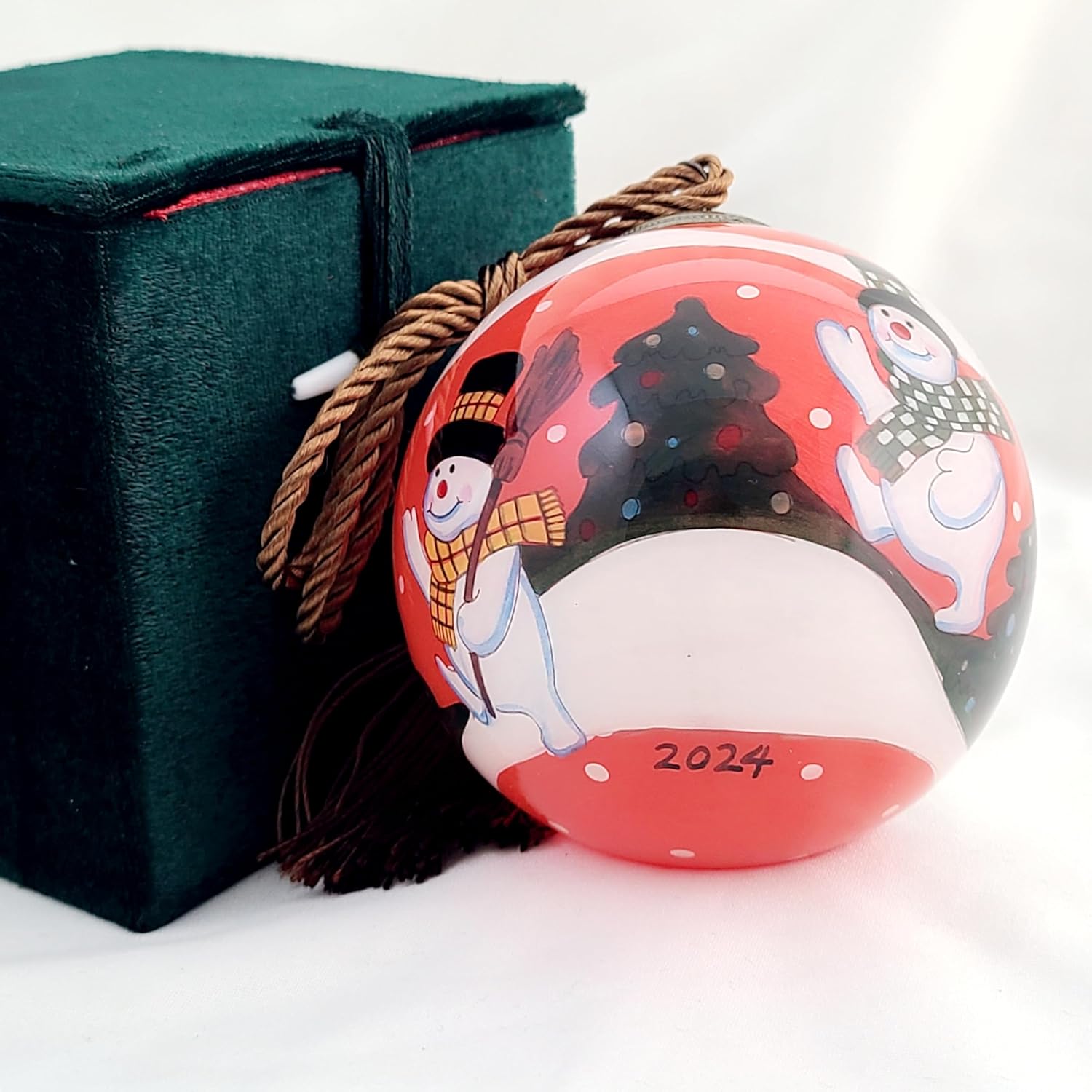 Snowman Yeti in Red Handcrafted LiBien Glass Artwork