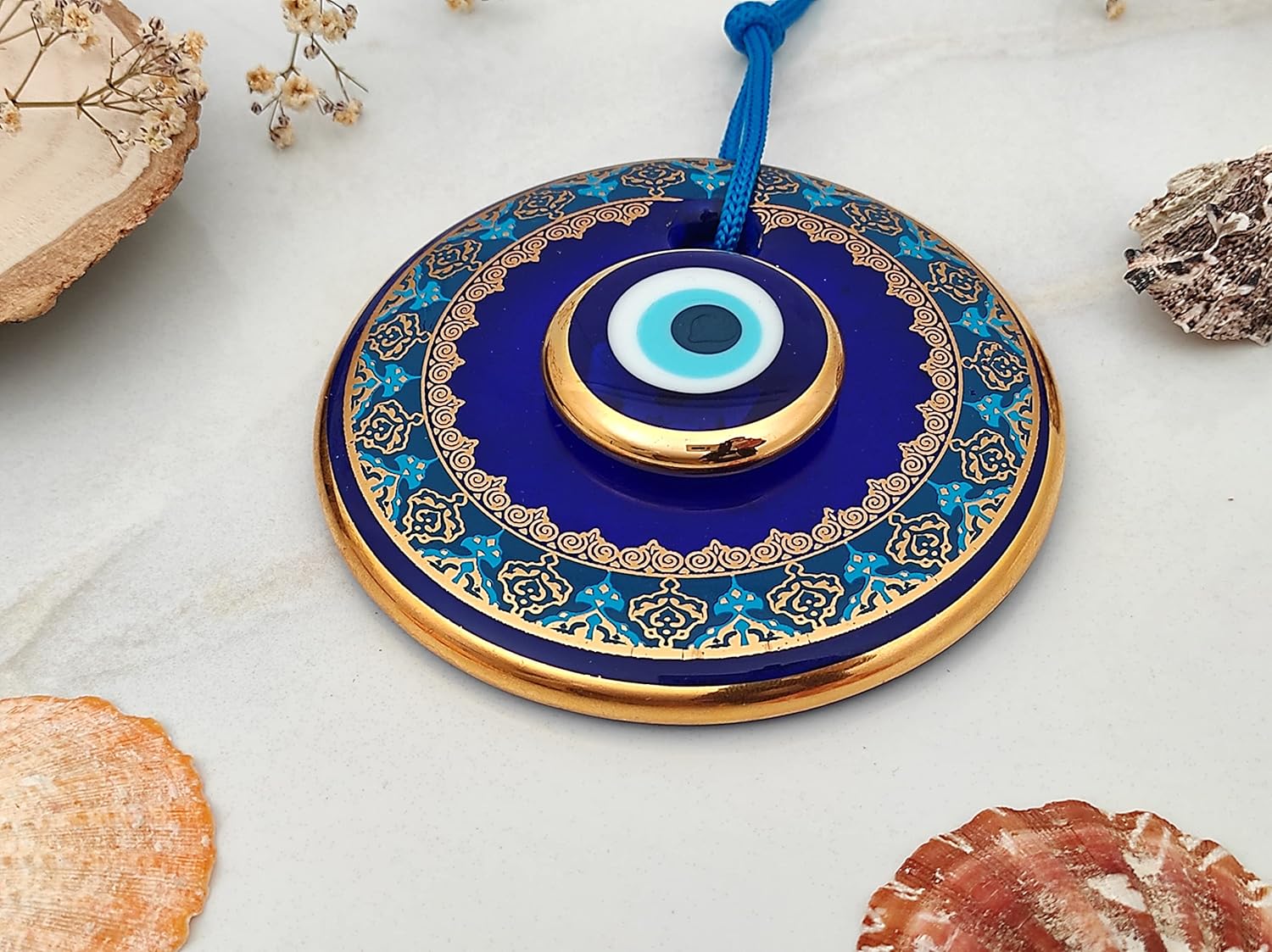 43 Inch Glass Blue Evil Eye Wall Hanging Ornament - Turkish Nazar Bead