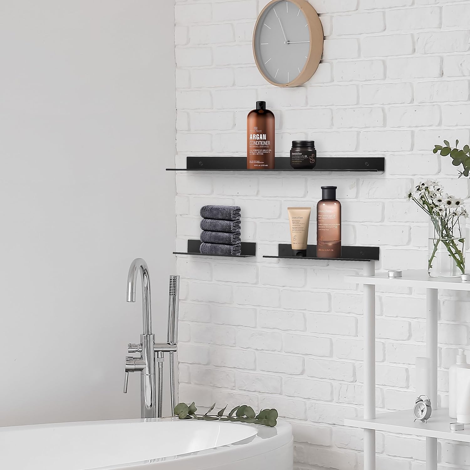 Z Metnal Floating Wall Shelves 20 Inch 2 Pack Matt Black