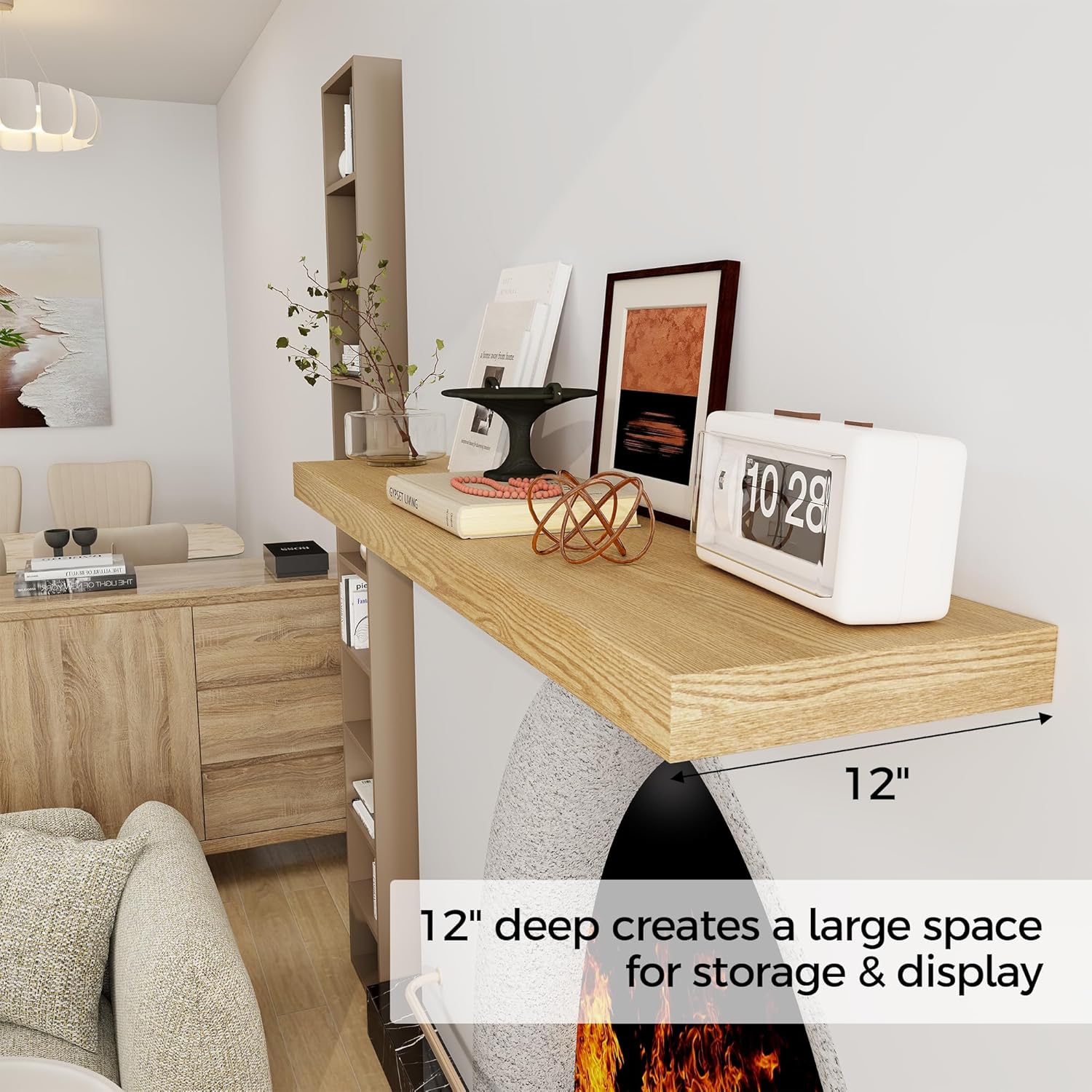 48 Inch Floating Shelf with 12 Inch Depth for Wall Storage