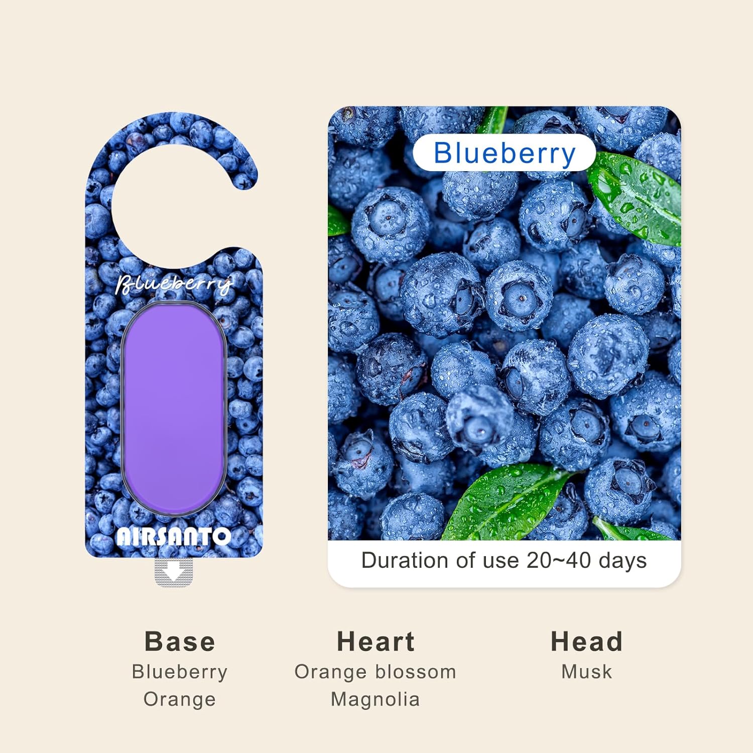 Airsanto Fresh Scent Sachets Pack of 2 Blueberry Brook