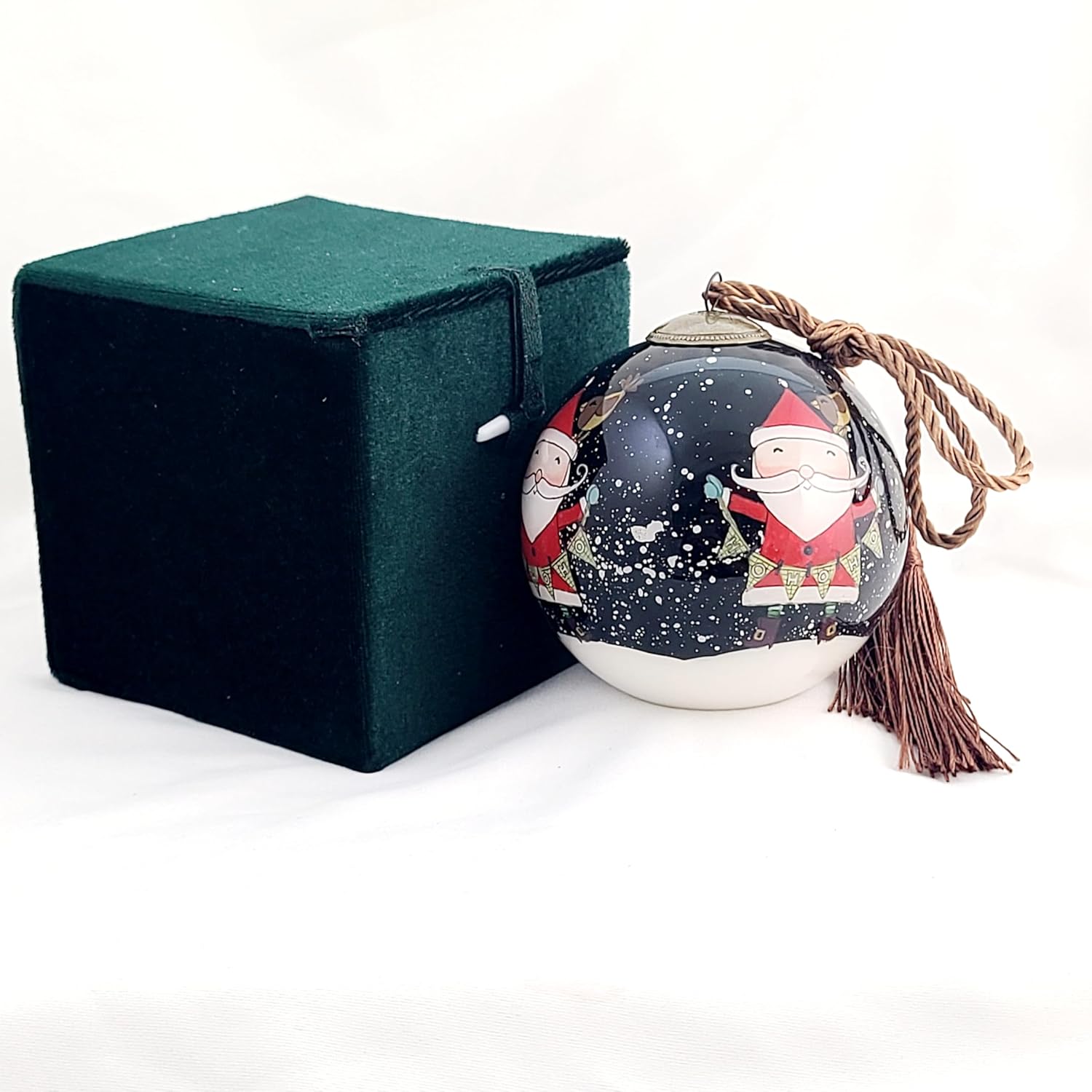 Hand-Painted Glass Santa HoHoHo Ornament - Unique Artisan Decor