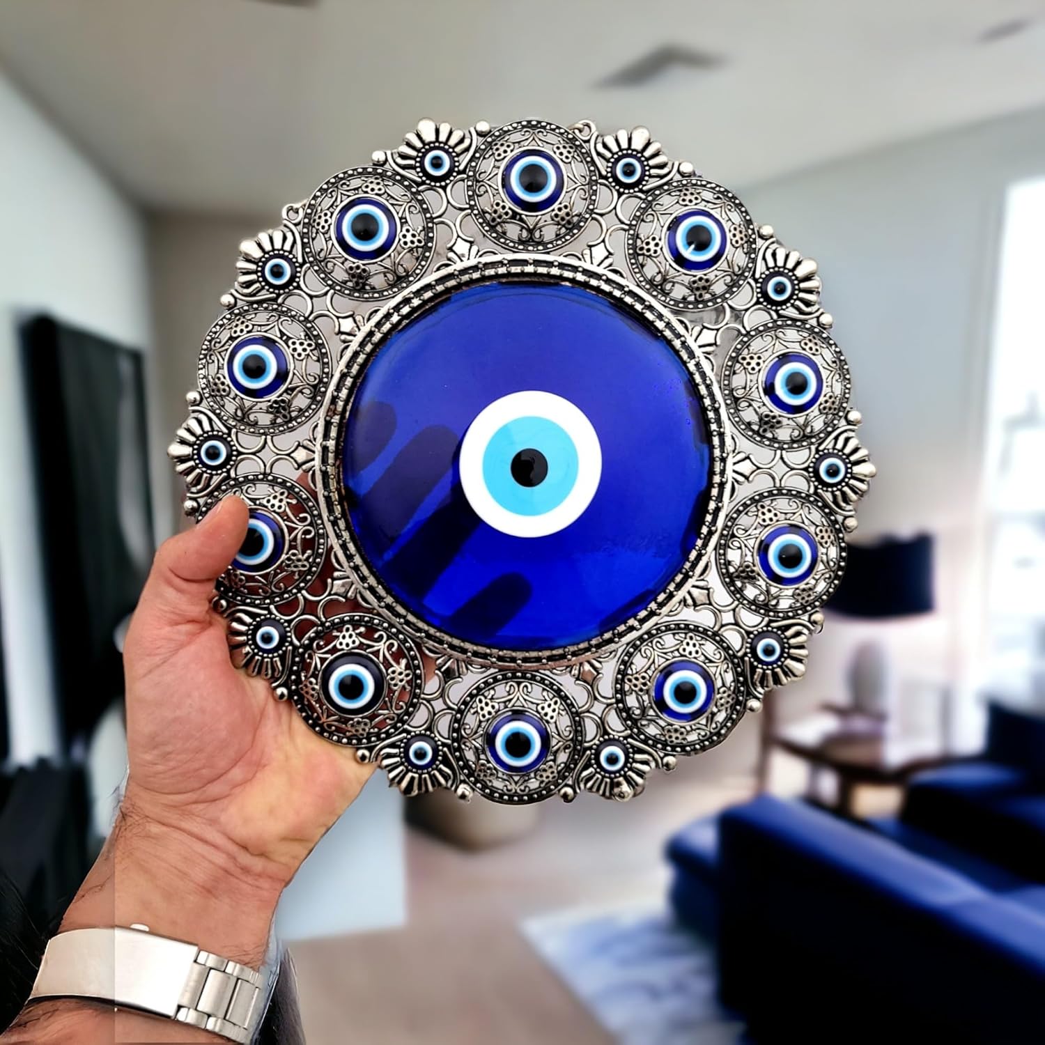 Blue Turkish Glass Evil Eye Wall Hanging Decor