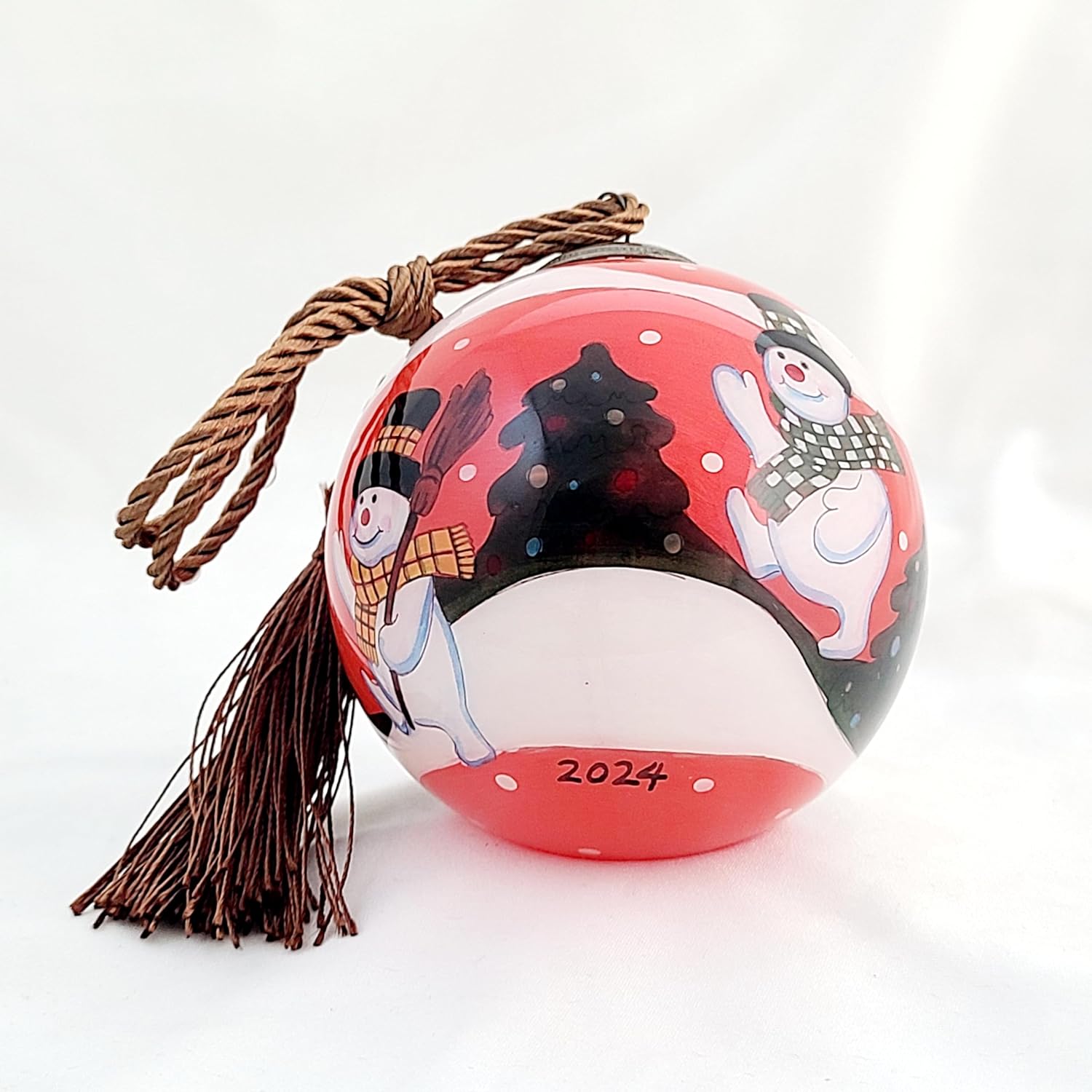 Snowman Yeti in Red Handcrafted LiBien Glass Artwork