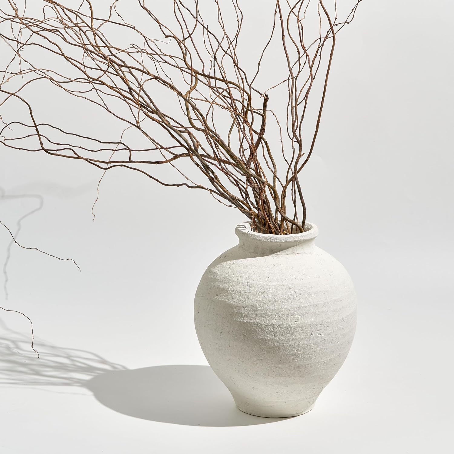 LB2 White Ceramic Large Vase 11 Inch Zen Style