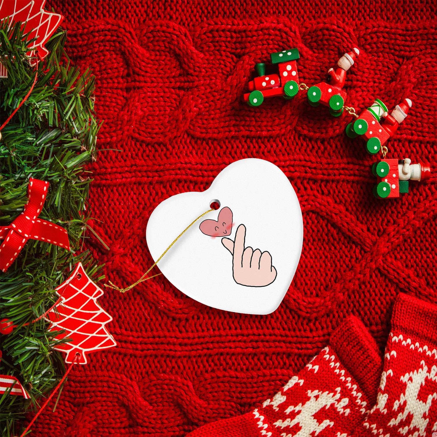 Stalsme Christmas Ornament Heart Shaped Plaque Decorations