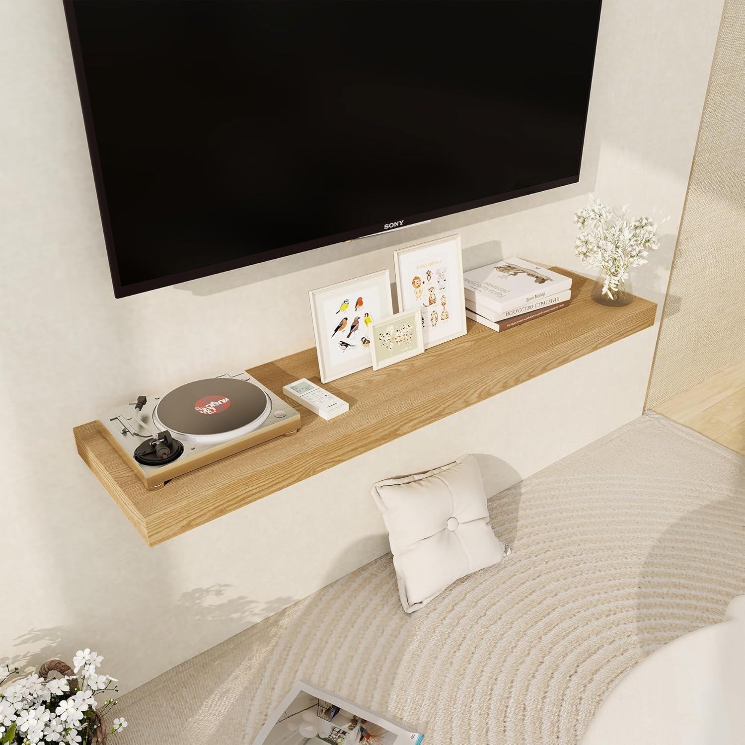 48 Inch Floating Shelf with 12 Inch Depth for Wall Storage