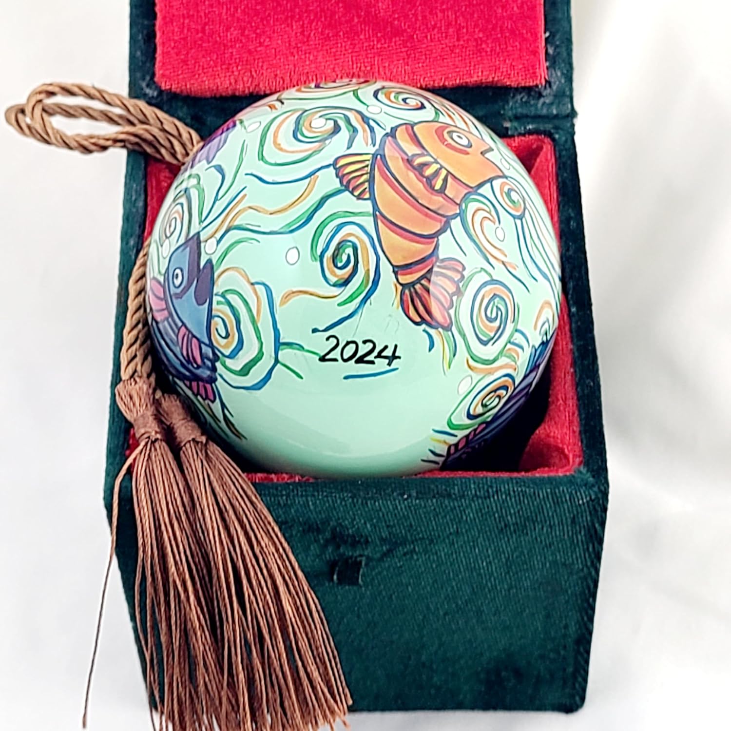 Colorful Fish Glass Ornament - Handcrafted Art Deco Piece