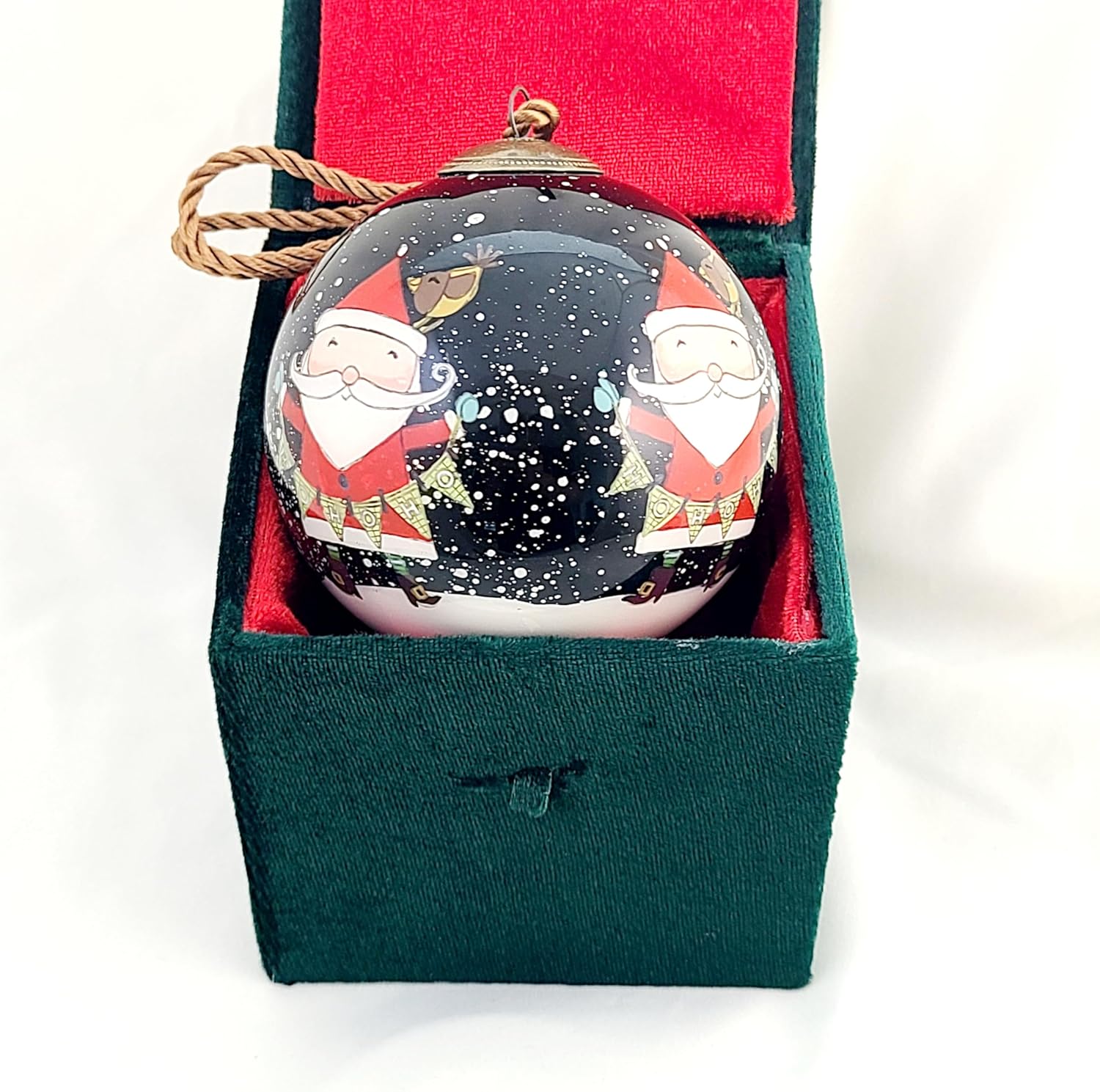 Hand-Painted Glass Santa HoHoHo Ornament - Unique Artisan Decor