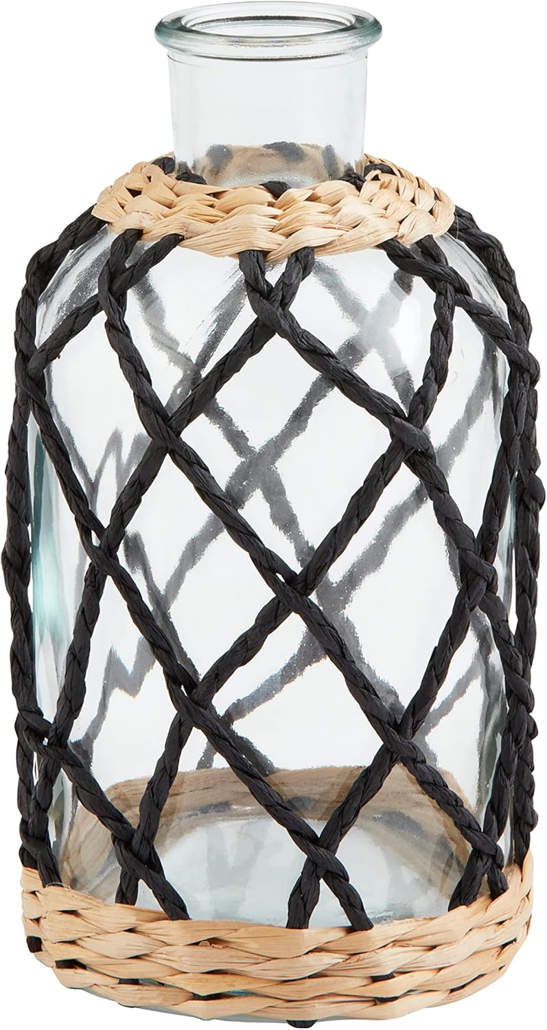 Mud Pie Black Woven Sleeve Vase Small
