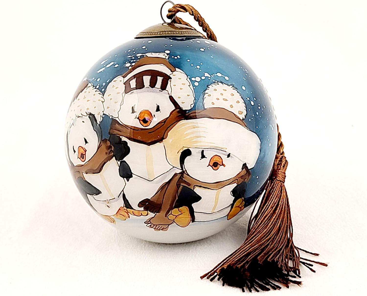 Honeylet Inside Painted Glass Penguin Ornament
