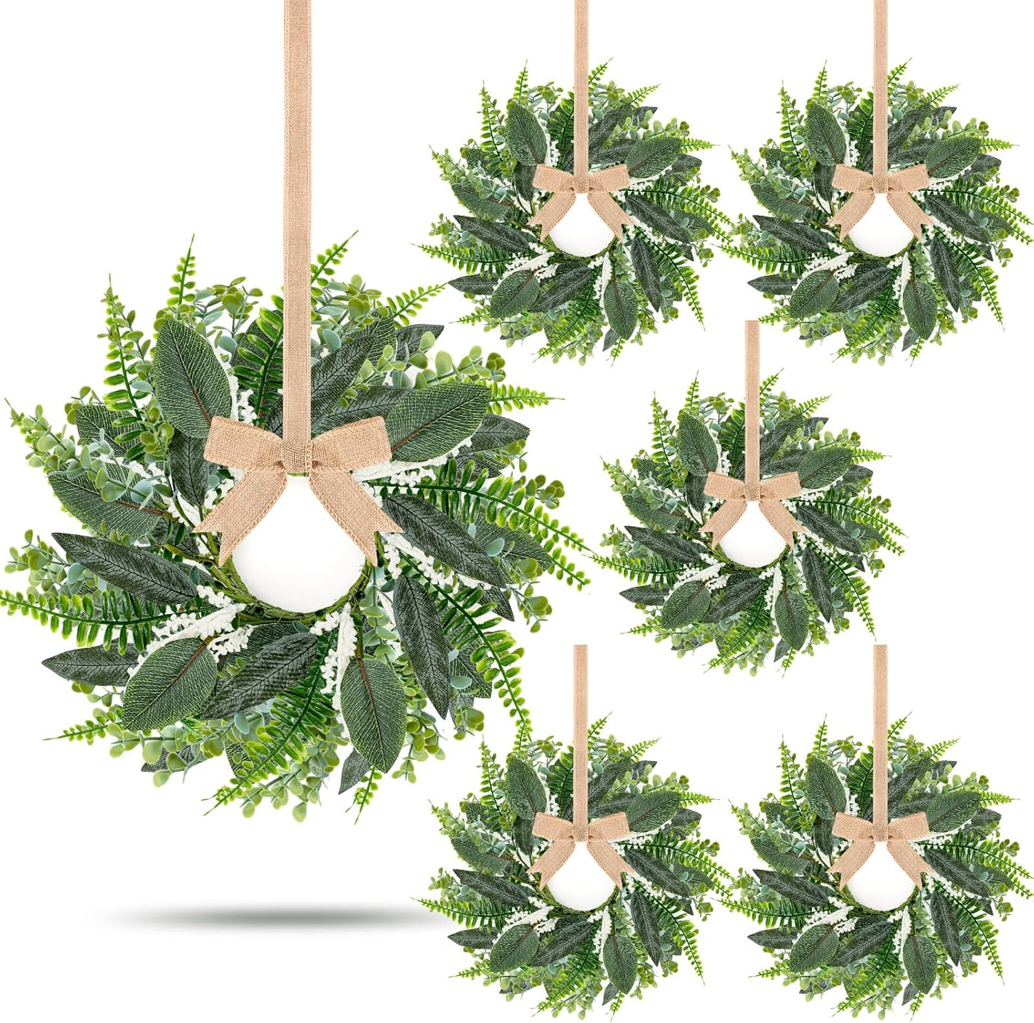 6PCS 9 Inch Mini Eucalyptus Wreaths for Cabinets