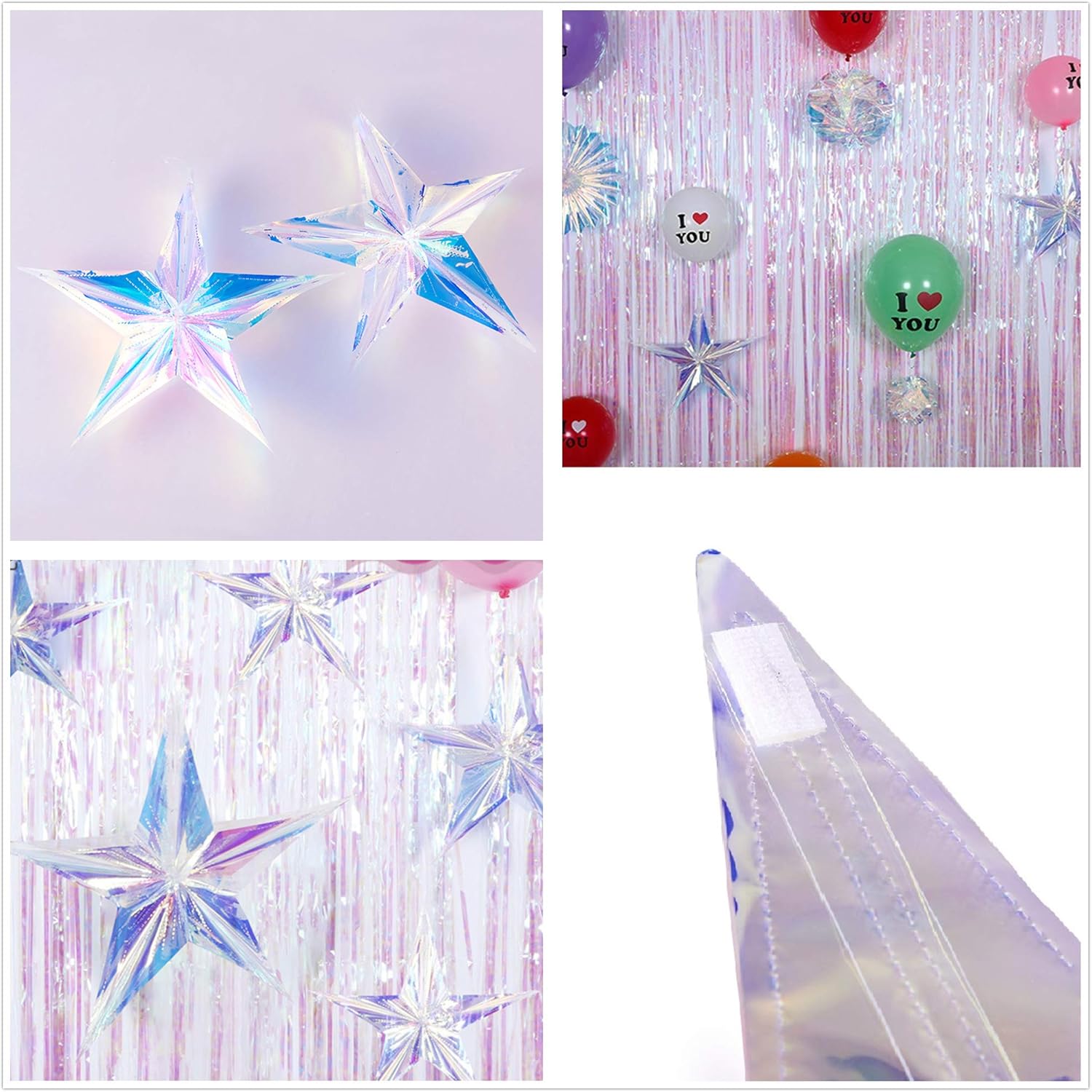 12 Inch Iridescent Star Hanging Decorations