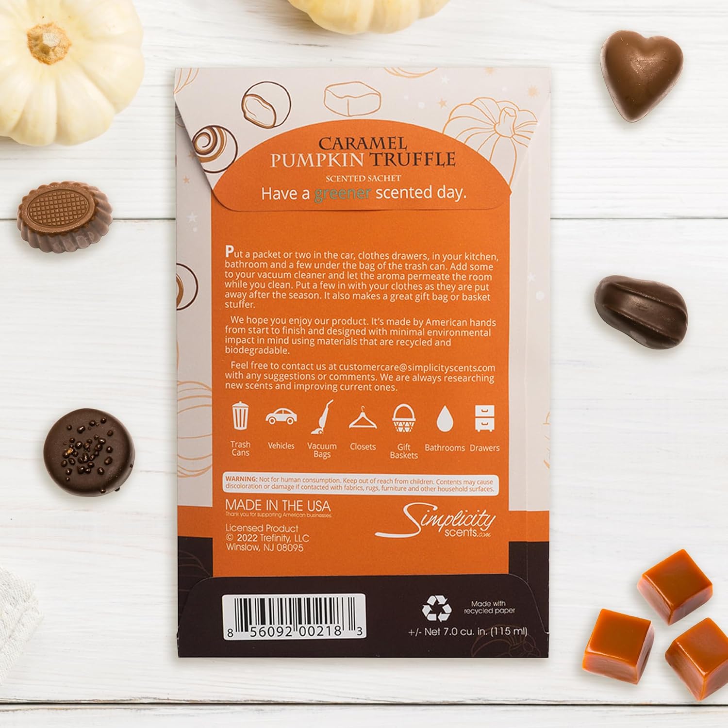 Floral Simplicity Caramel Pumpkin Truffle Scented Sachets Pack of 3