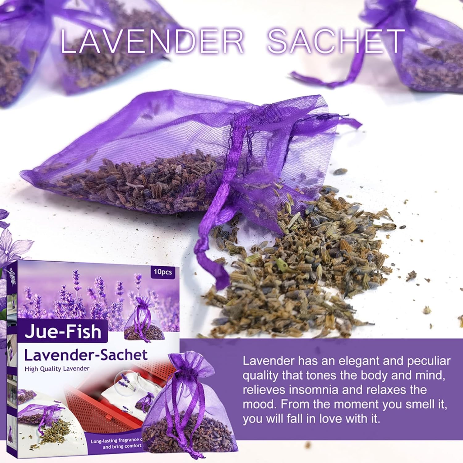 AUTMOR Cedar Lavender Sachets 10 Pack for Home Fragrance