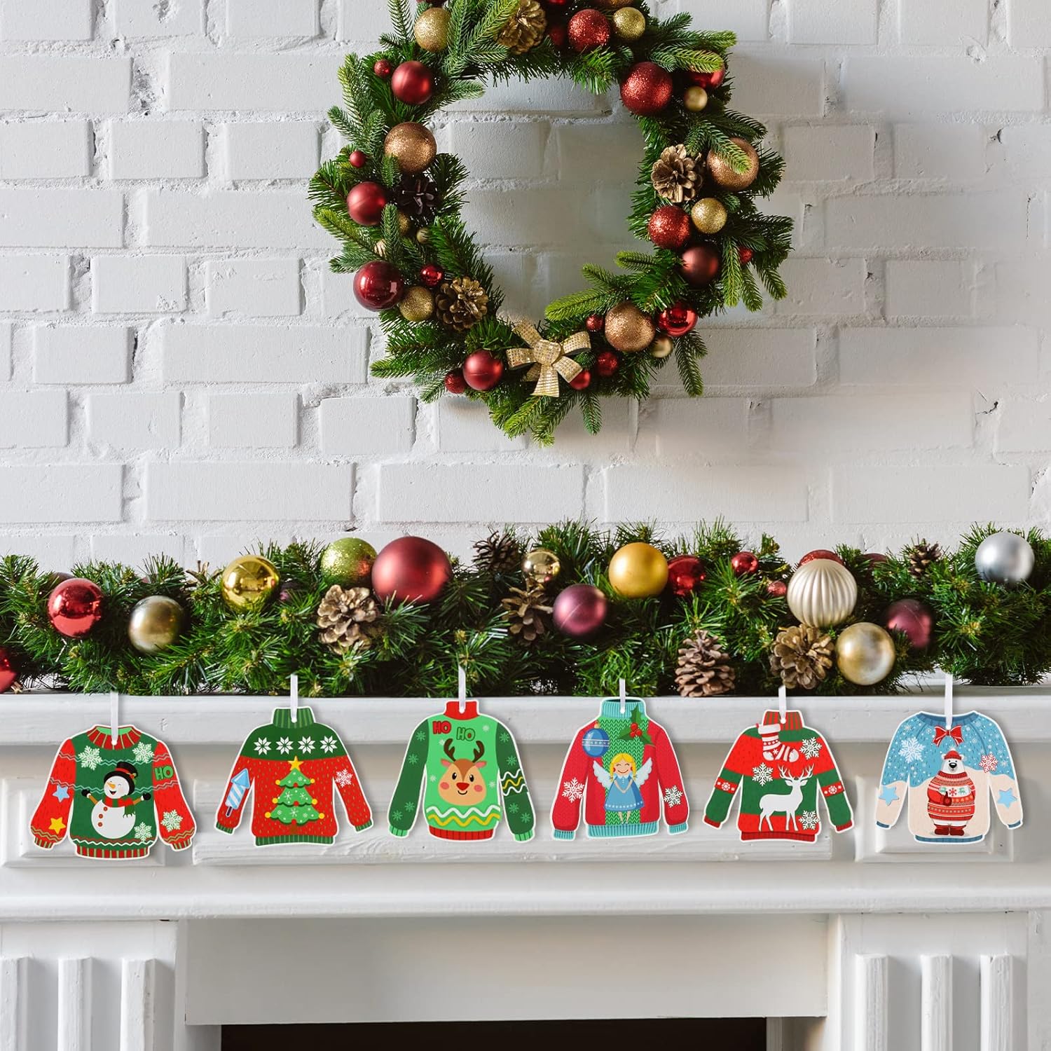 Funrous 24 Pcs Christmas Ugly Sweater DIY Ornaments Kit