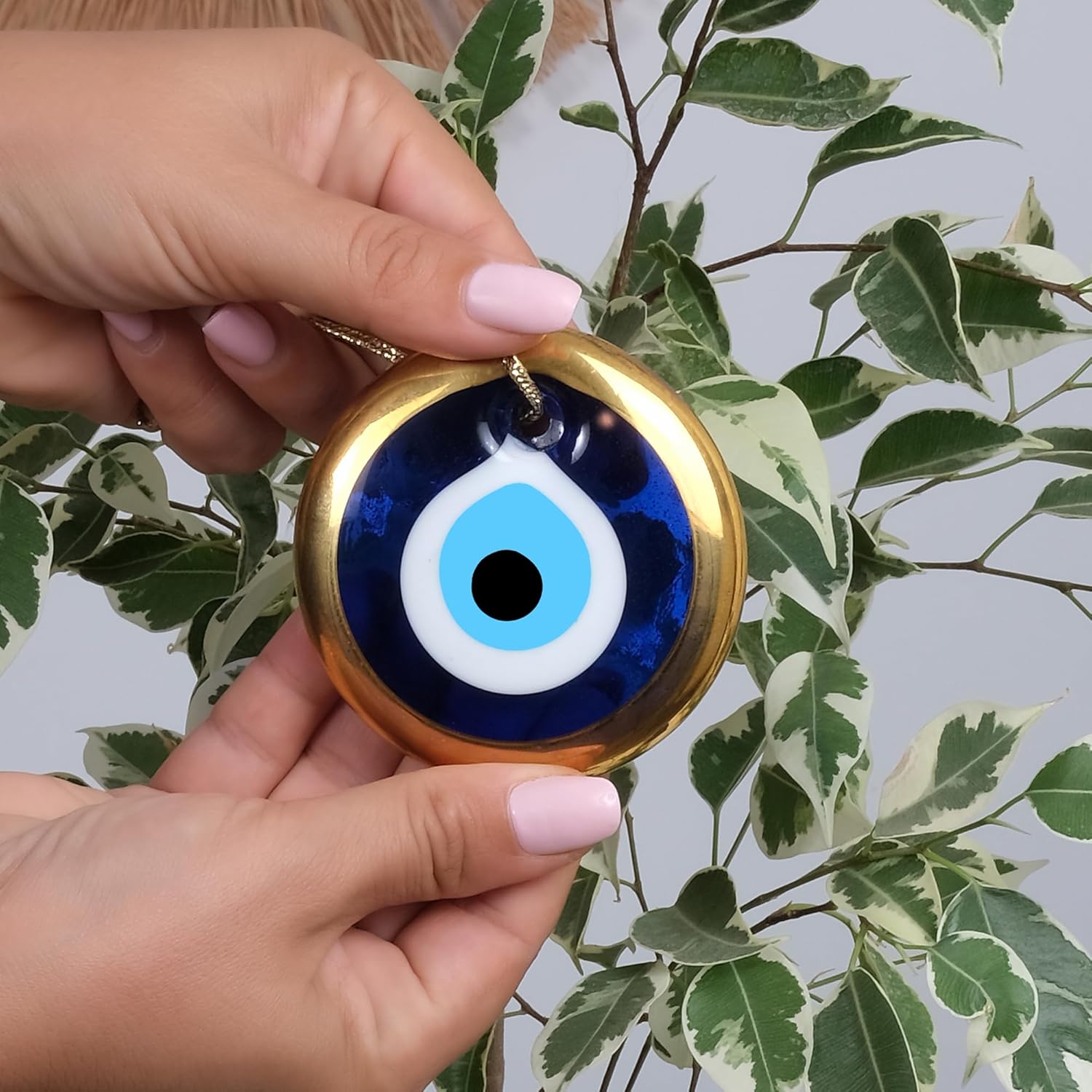 BCS Blue-Gold Evil Eye Wall Hanging Ornament
