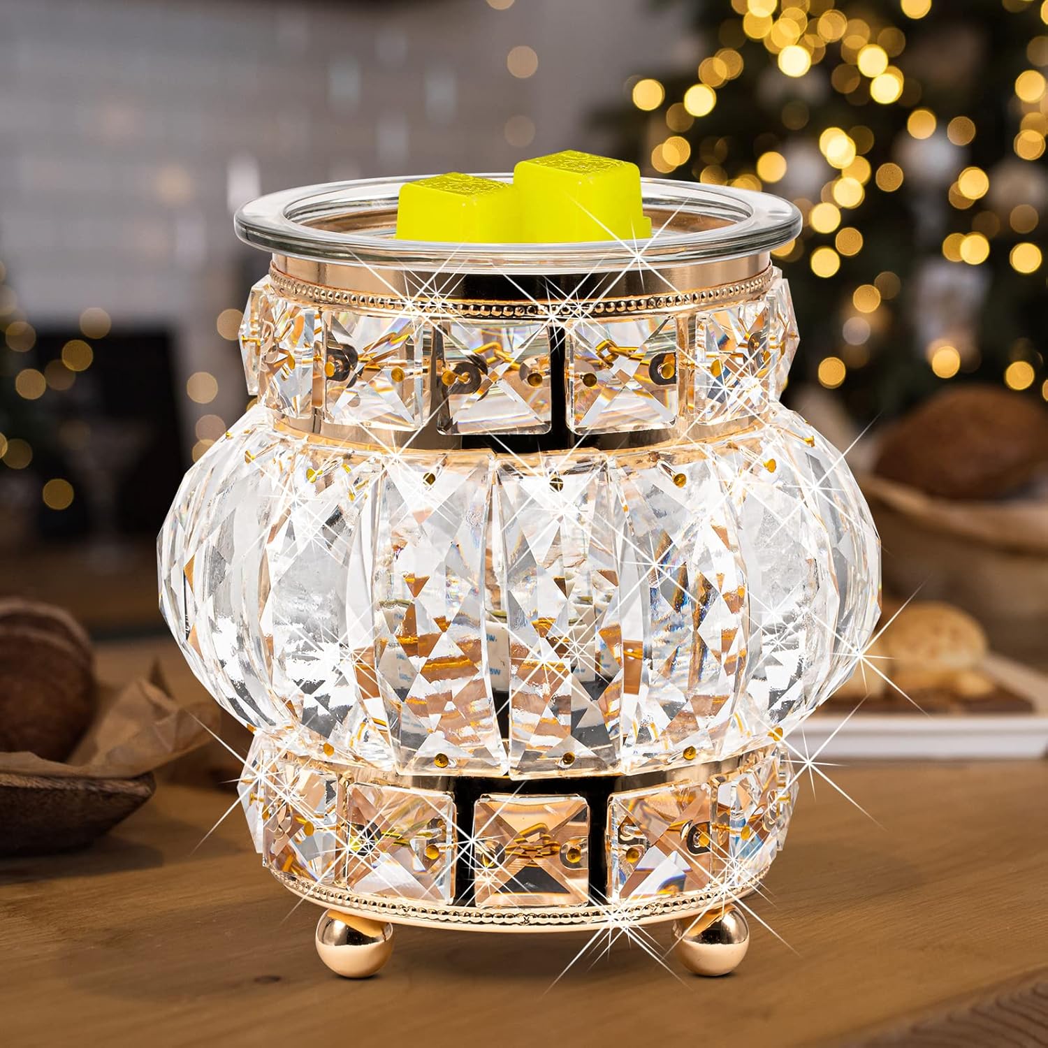 MAXWINER Wax Melt Warmer Wrought Iron Crystal for Home Office Living Room