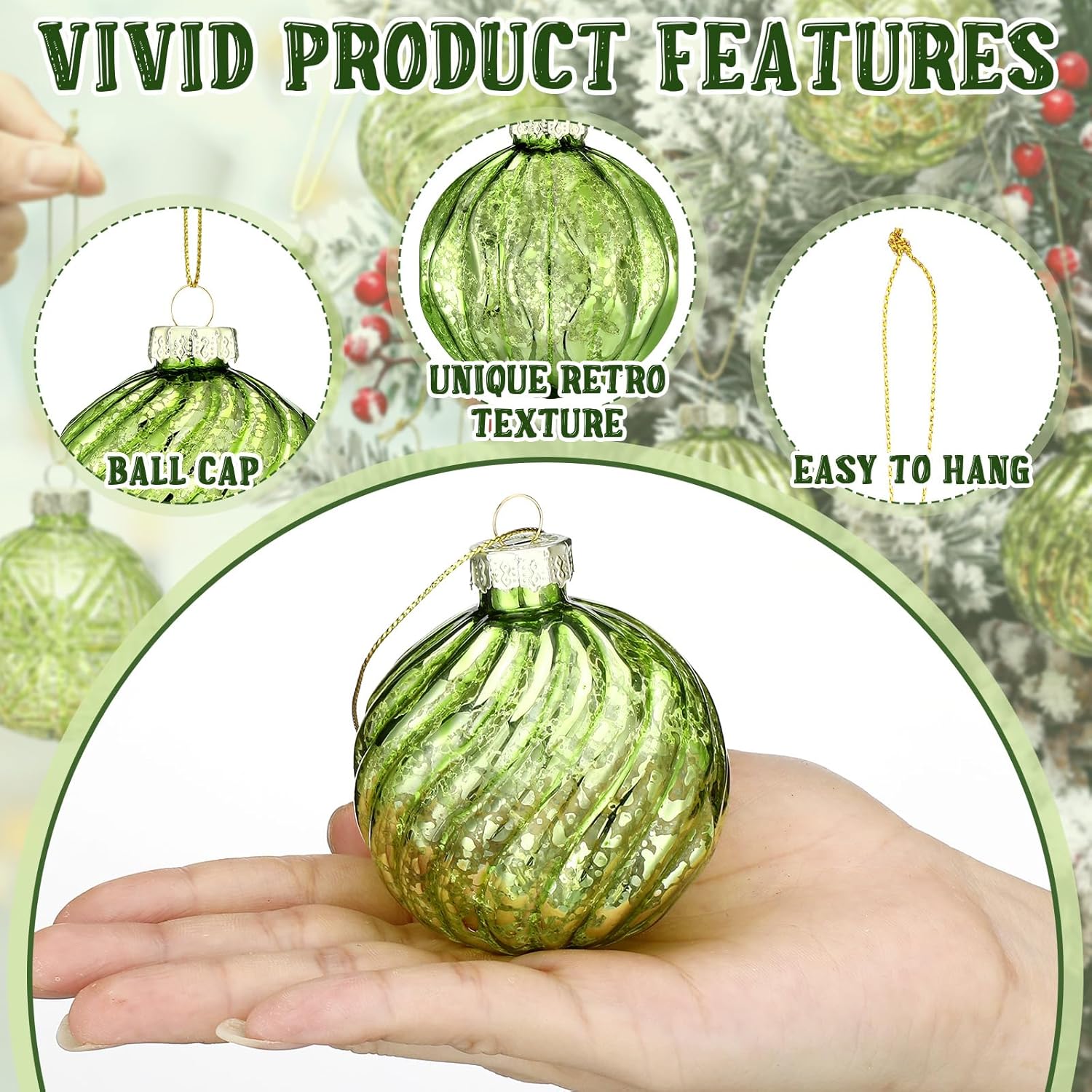 Jenaai 12 Pcs 236 Inch Glass Christmas Ball Ornaments