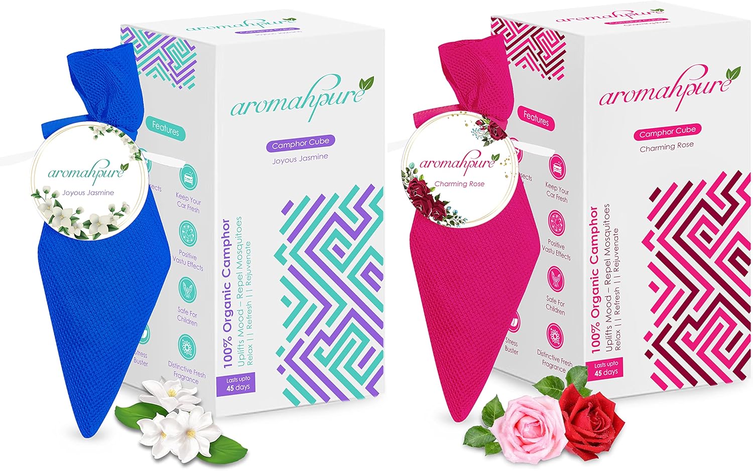 Aromahpure Camphor Cube Set of 2 with Rose Jasmine Fragrance
