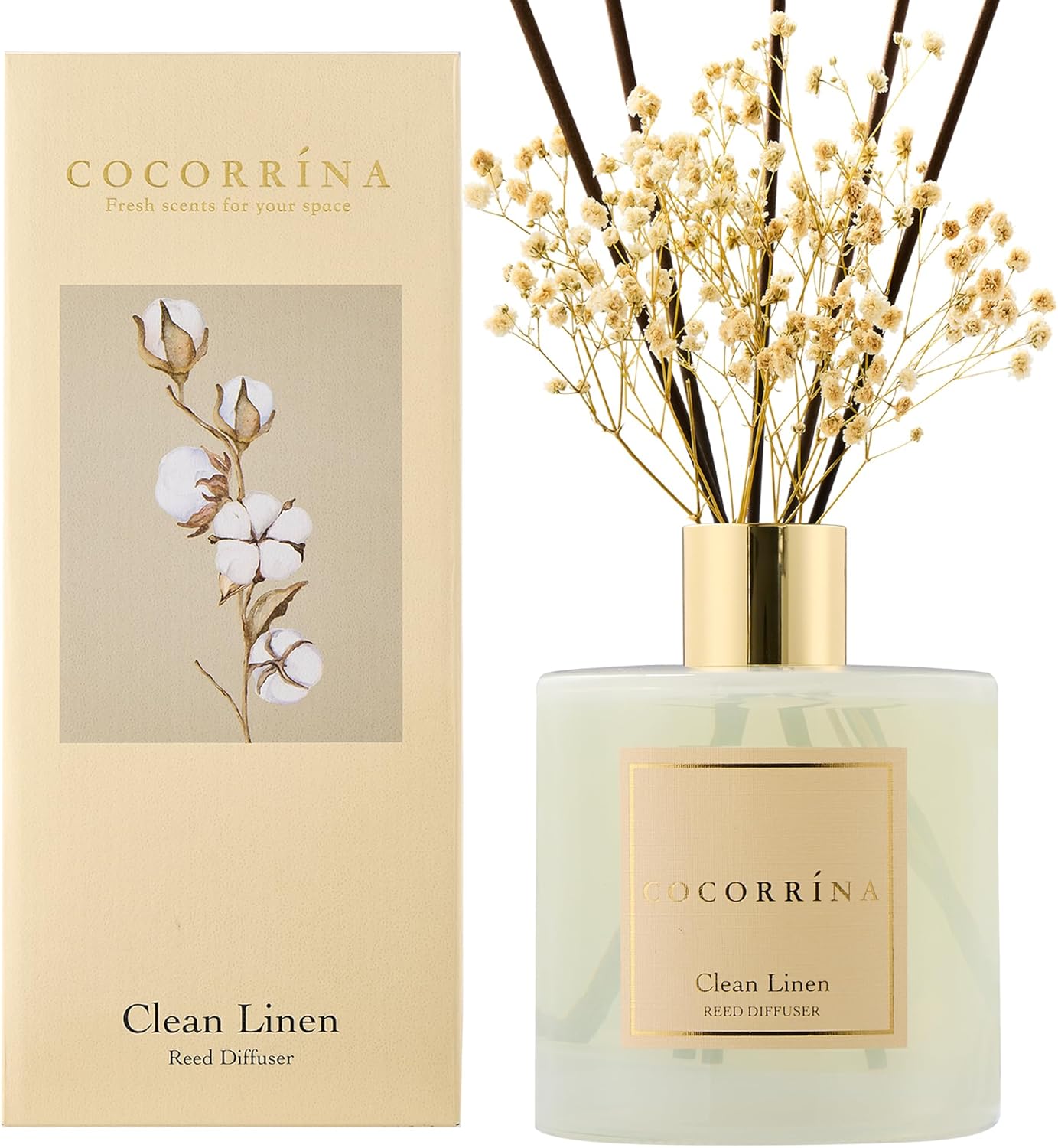 COCORRINA Reed Diffuser - Clean Linen 17 Fl Oz