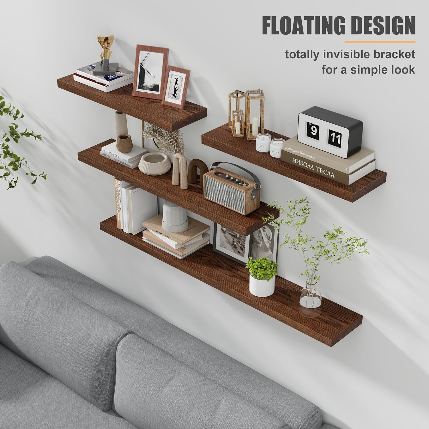 FLYJOE Natural Oak Floating Shelves Set of 2