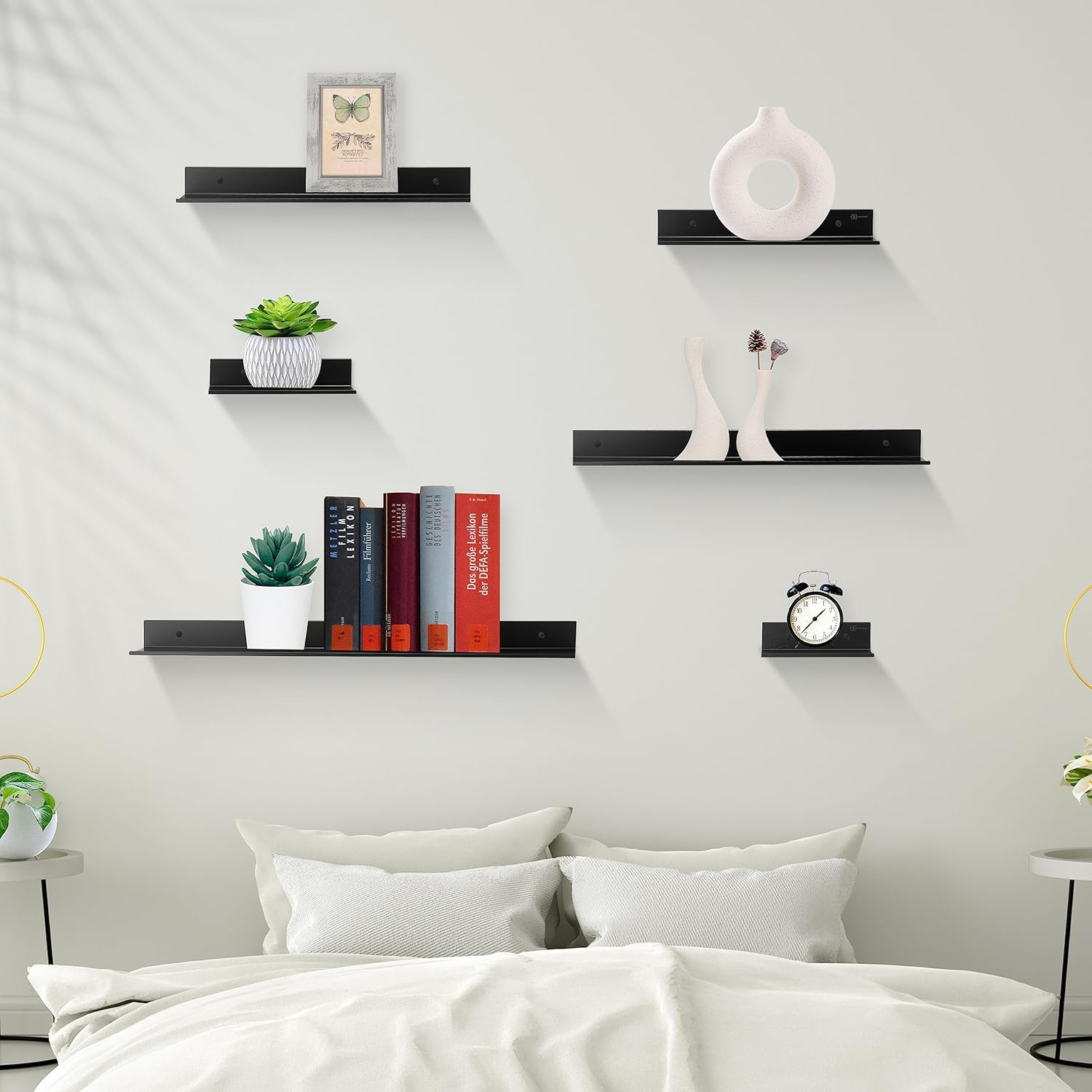 Z Metnal Floating Wall Shelves 20 Inch 2 Pack Matt Black