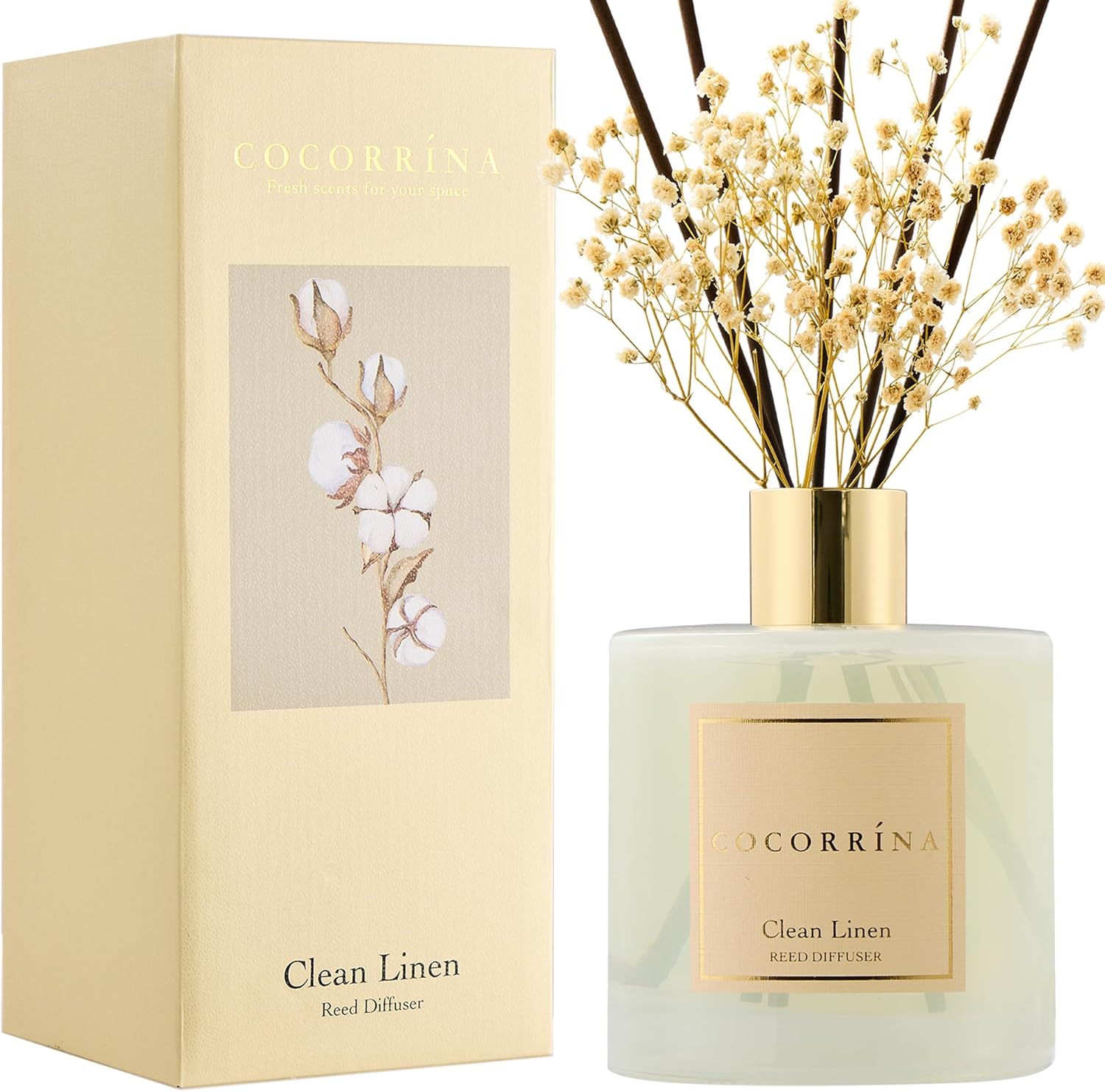COCORRINA Reed Diffuser - Clean Linen 17 Fl Oz