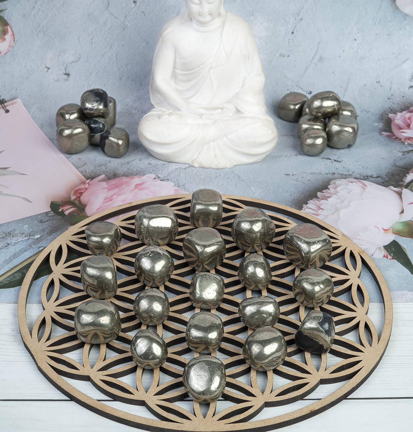 Golden Pyrite Tumbled Stones - 13 Piece Healing Set
