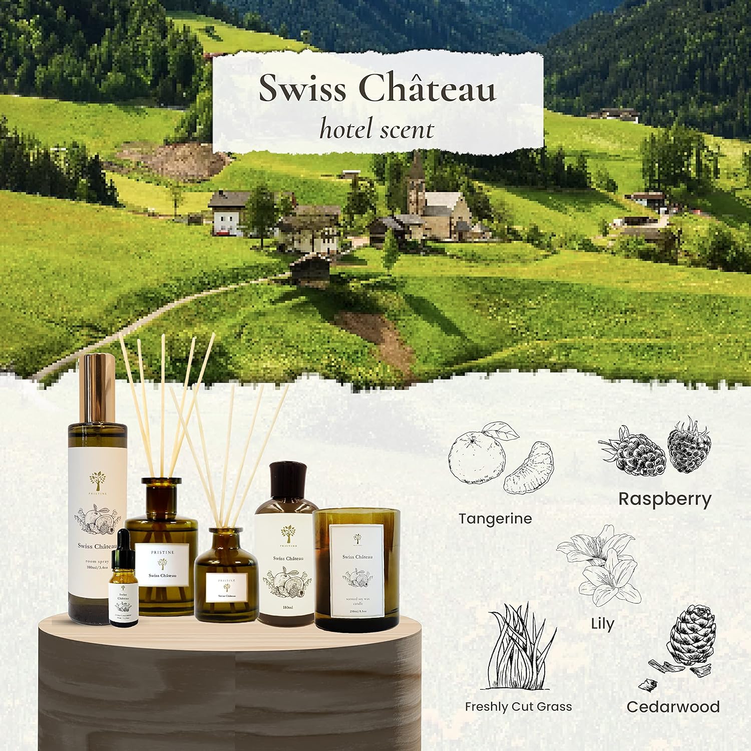 Pristine Hotel Scent Diffuser Refill Fresh Rose Tangerine Cedarwood