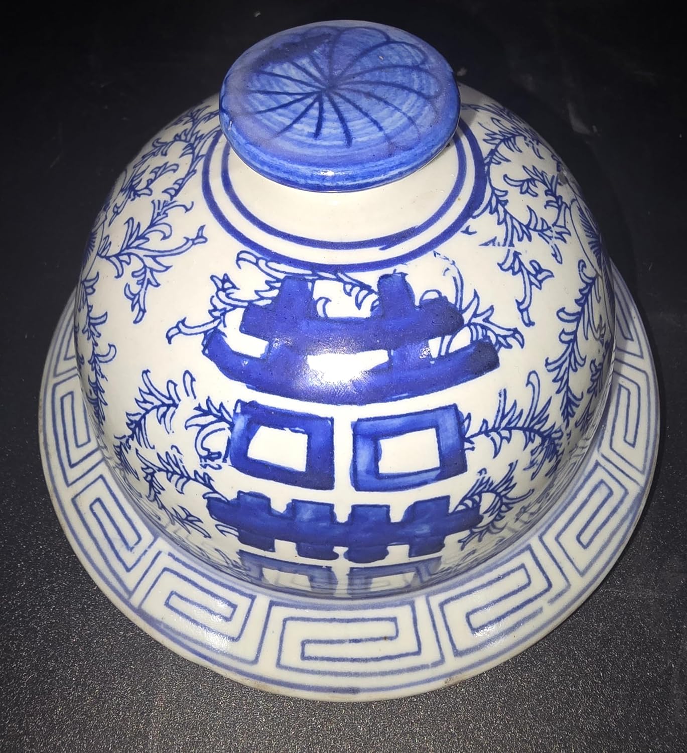 19 Inch Blue and White Ginger Jar Vase with Double Happiness Pattern