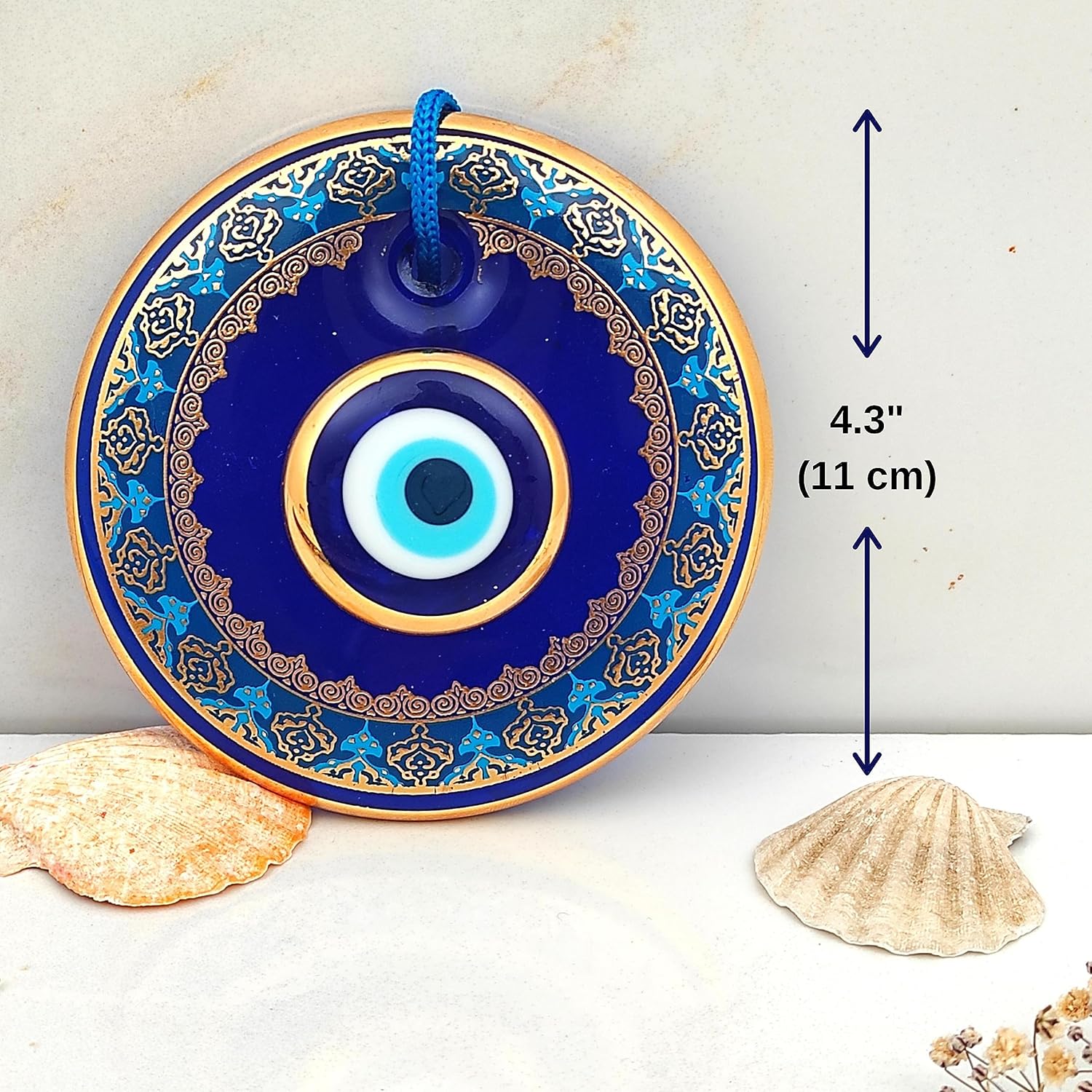 43 Inch Glass Blue Evil Eye Wall Hanging Ornament - Turkish Nazar Bead