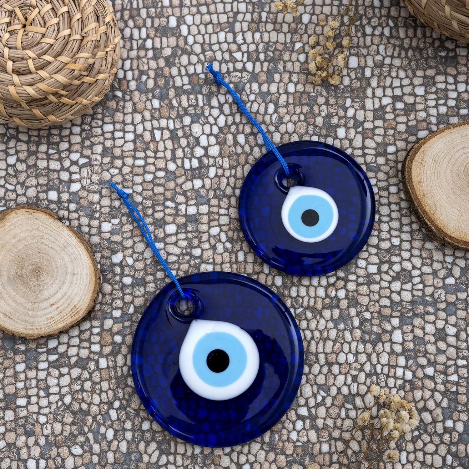 Turkish Blue Evil Eye Wall Hanging Set of 2