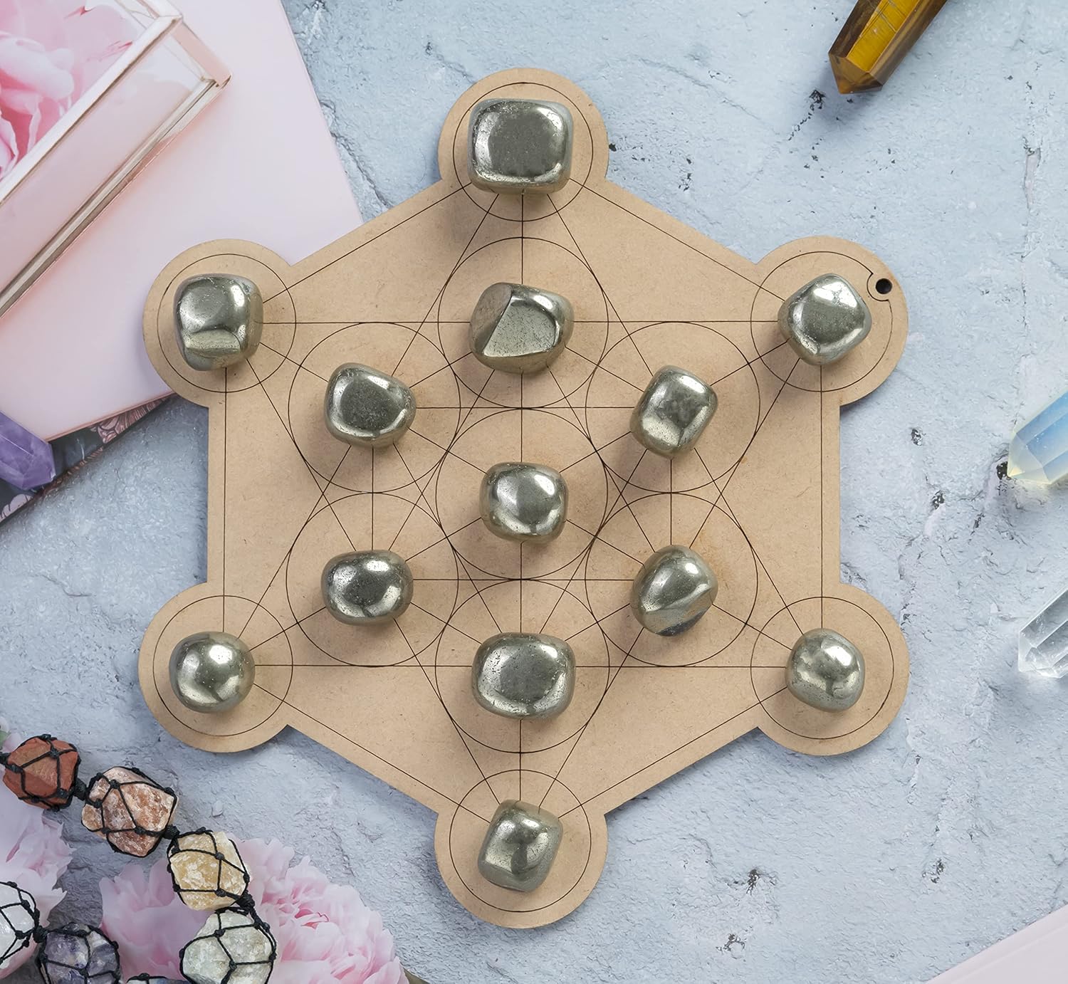Golden Pyrite Tumbled Stones - 13 Piece Healing Set