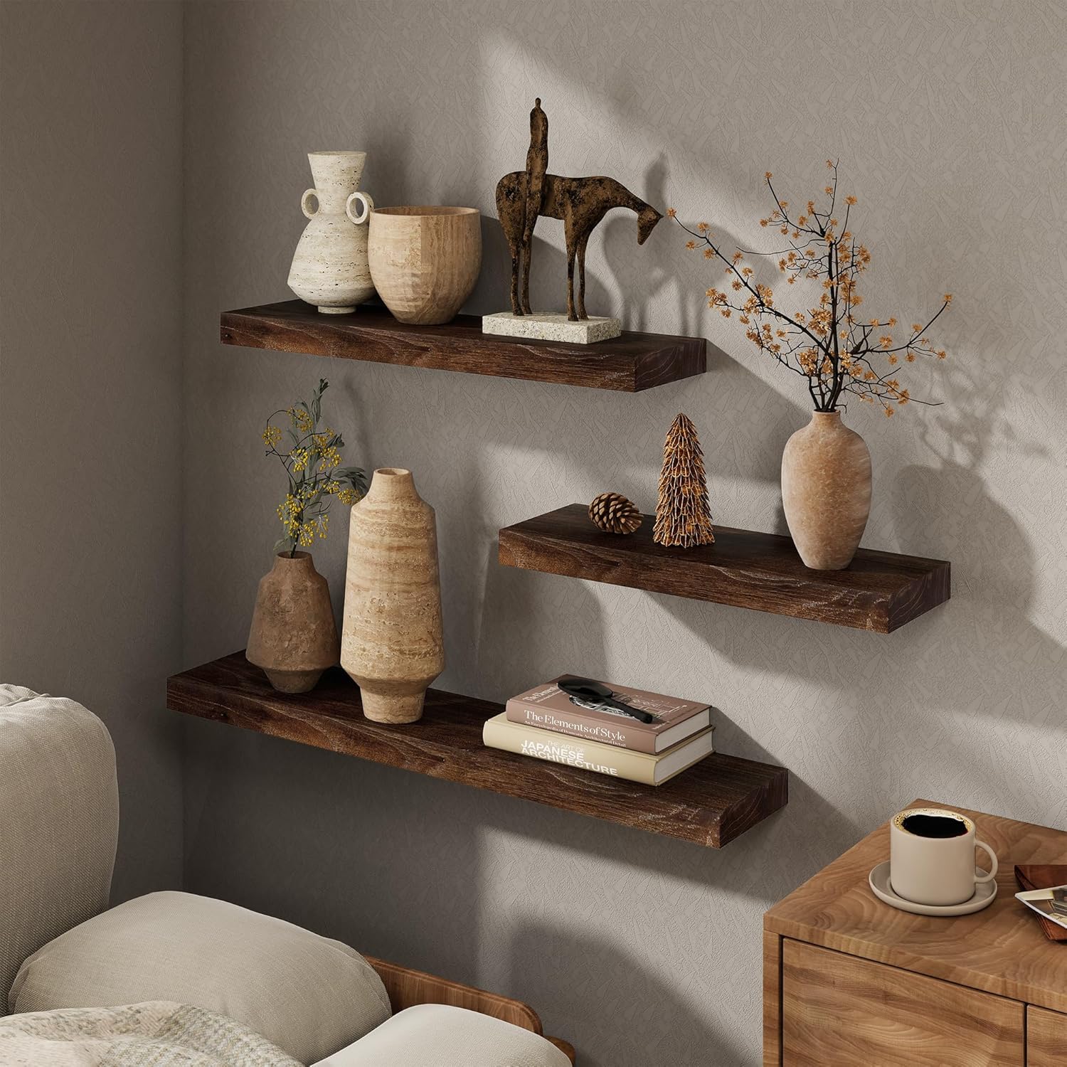 Marsmiles 30 Inch Floating Shelves with Hidden Brackets 2 Pack
