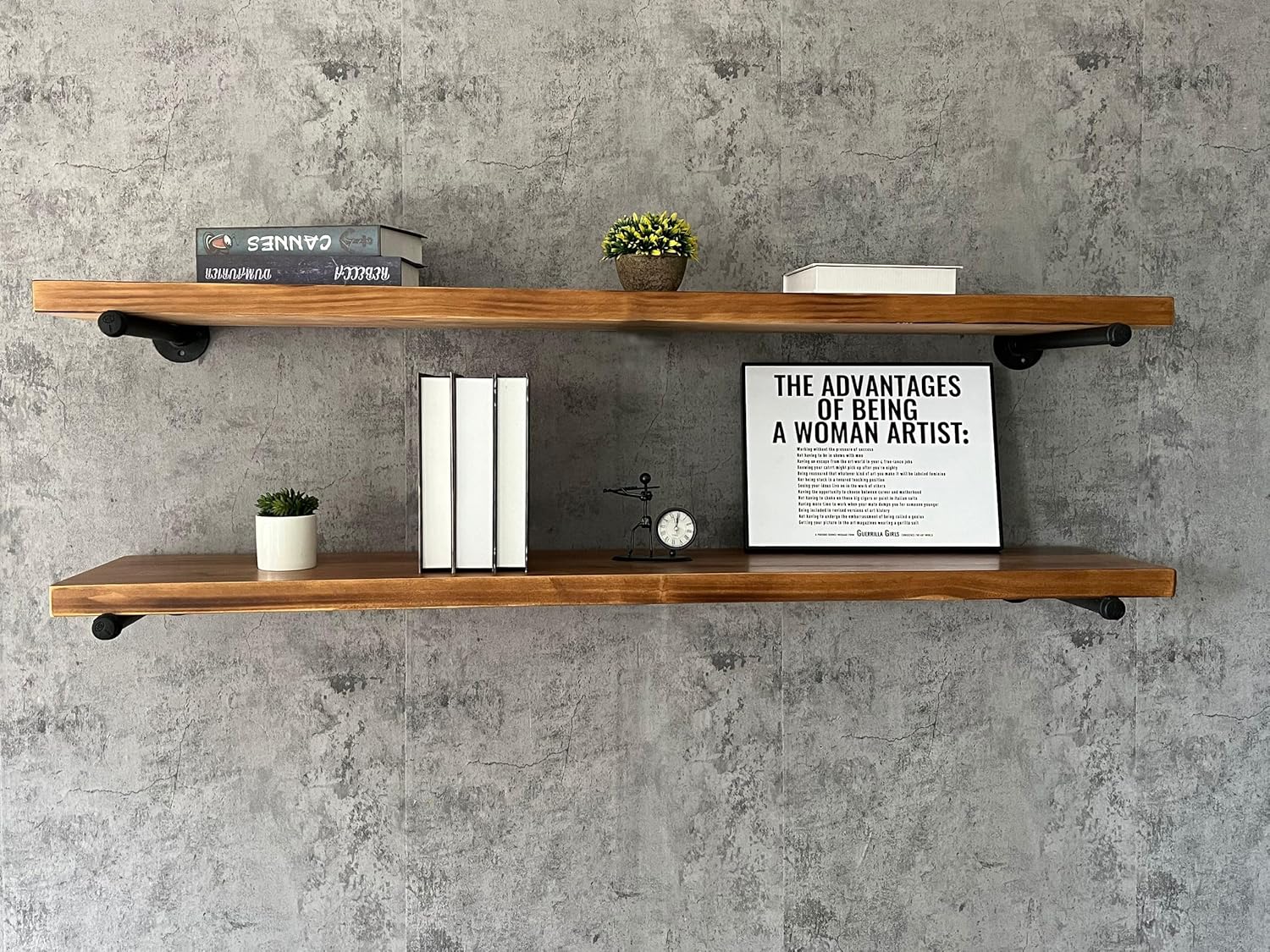 Industrial Pipe Wall Wood Shelves 48 Brown 12 Thick