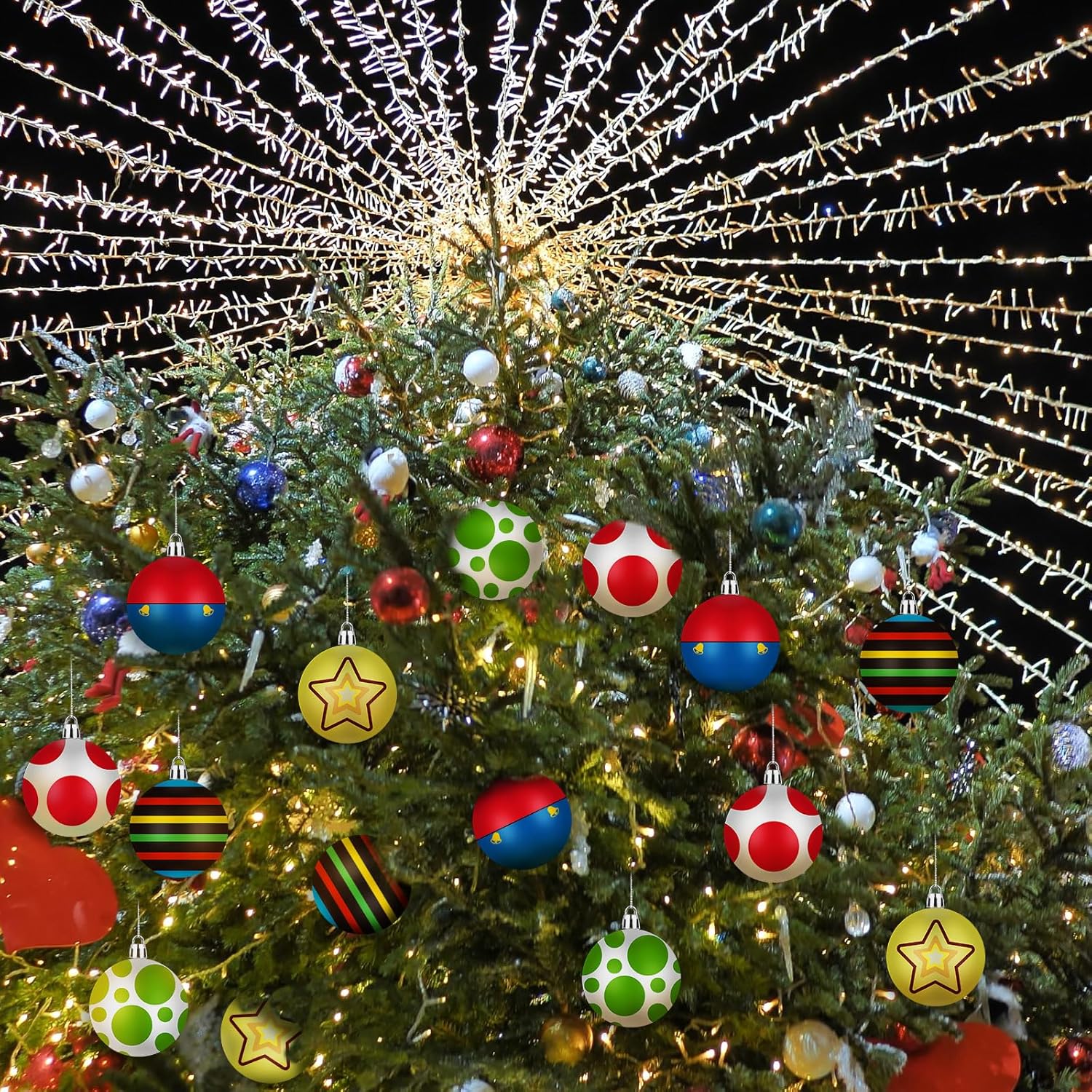 15 Pcs Glittering Christmas Balls Ornament Set
