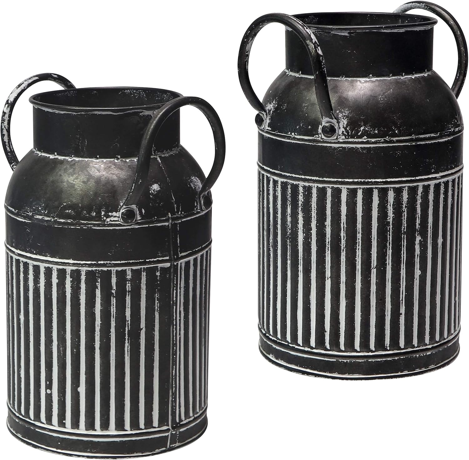 Farmhouse Galvanized Bucket Vase - Black
