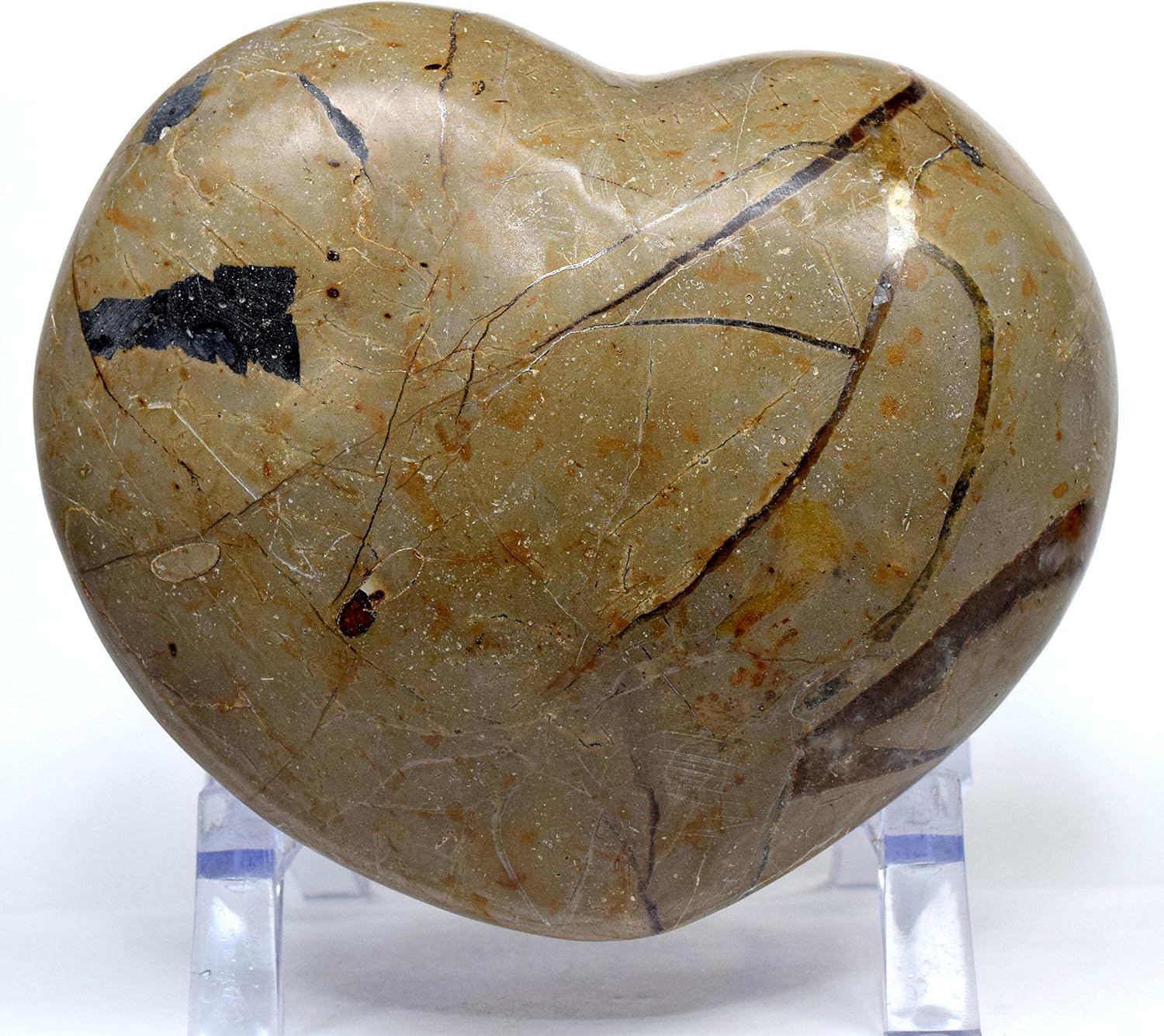 Large 3lb Septarian Dragon Stone Puffy Heart with Display Stand