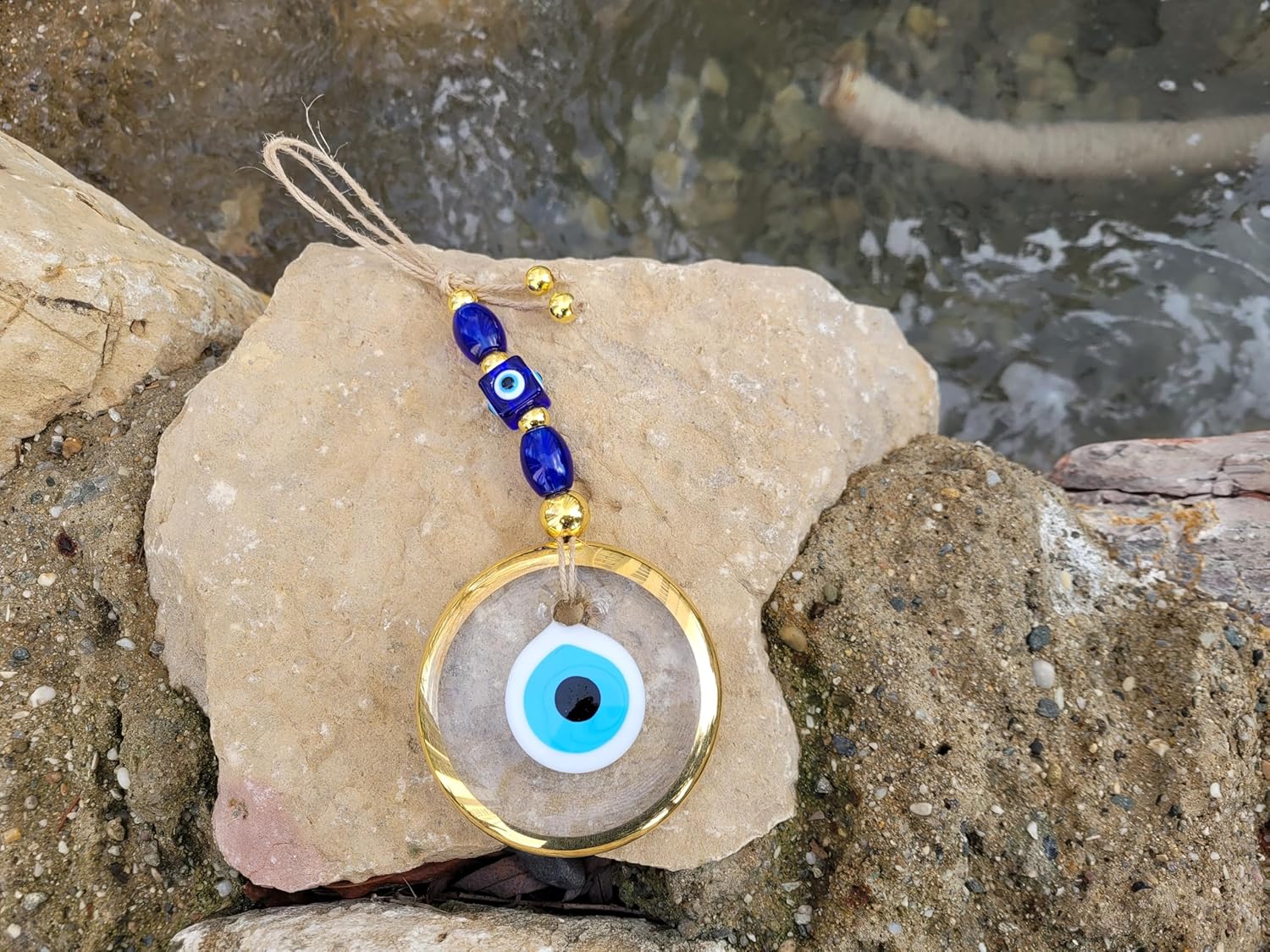 35 Inch Transparent Gold Evil Eye Wall Hanging