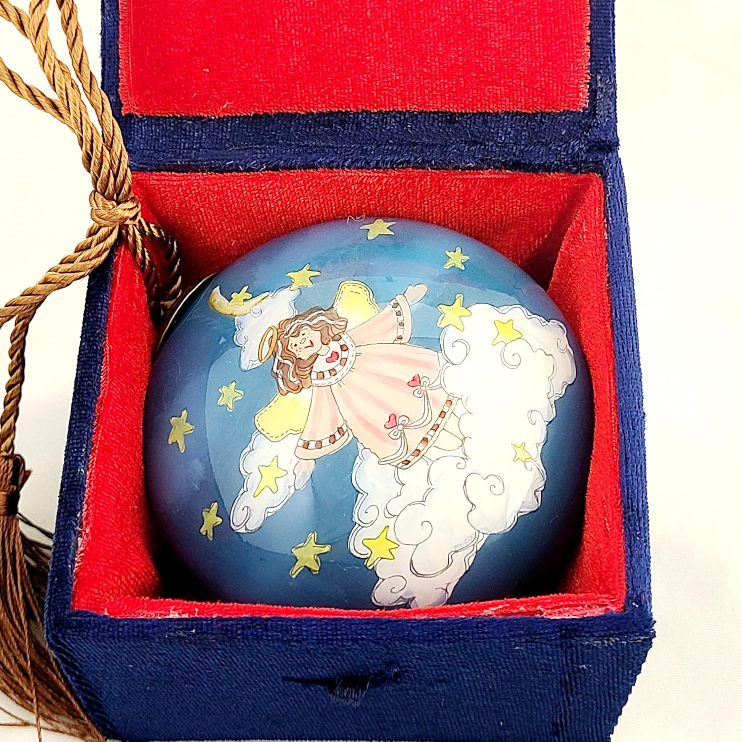Hand-Painted Angel Glass Ornament - Artisan Crafted Collectible