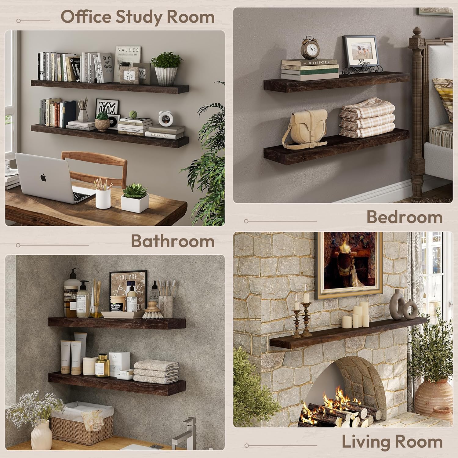 Marsmiles 30 Inch Floating Shelves with Hidden Brackets 2 Pack