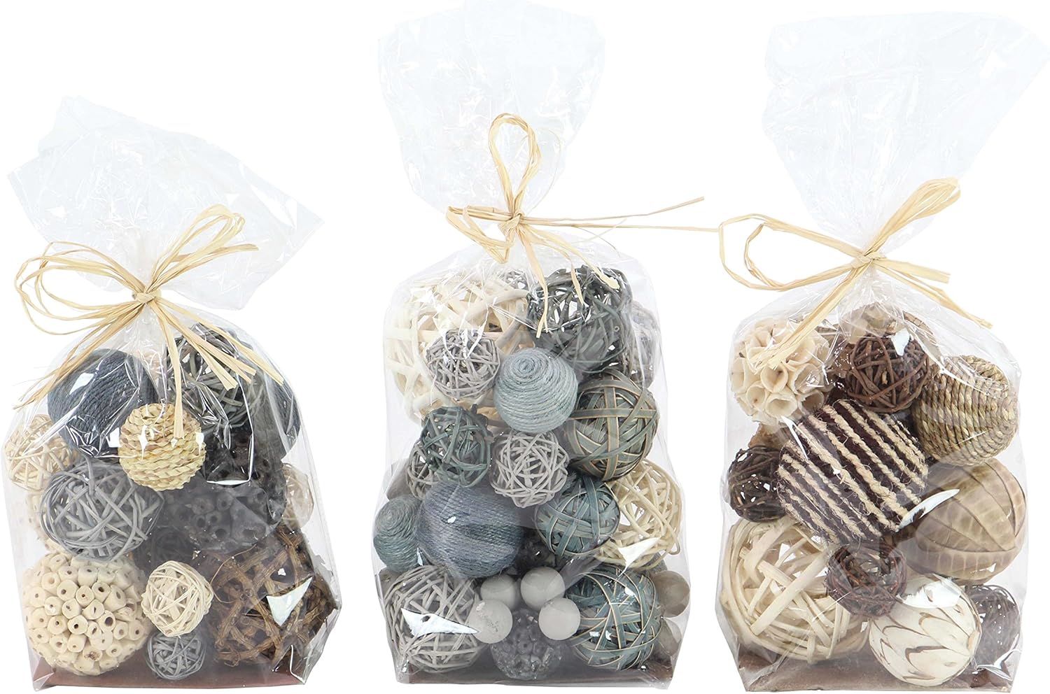 Deco 79 Coastal Dried Plant Orbs Set of 3 6W 11H Gray